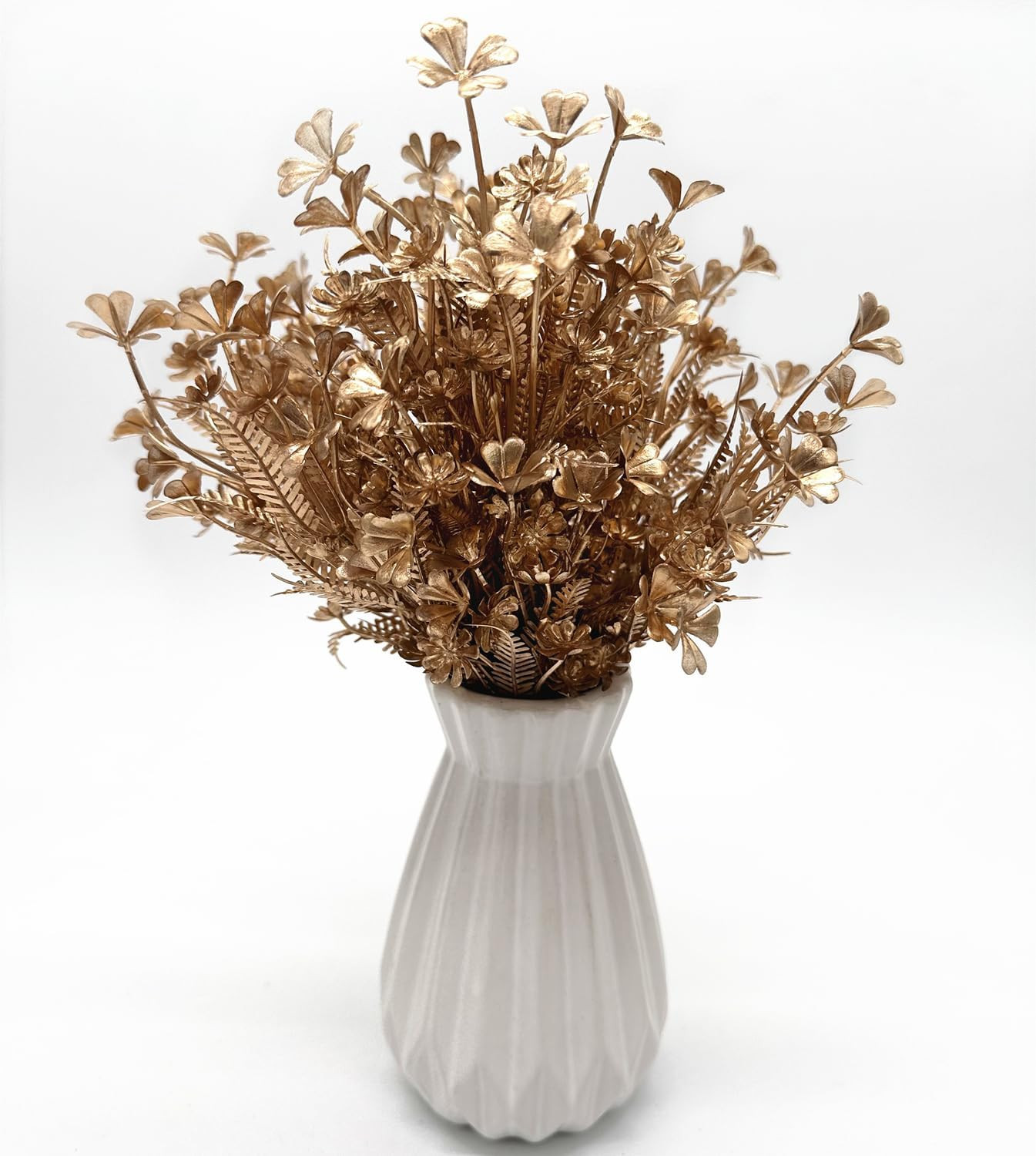 Gold Fake Flowers Artificial Shrubs for Christmas Decor, Plastic Plants