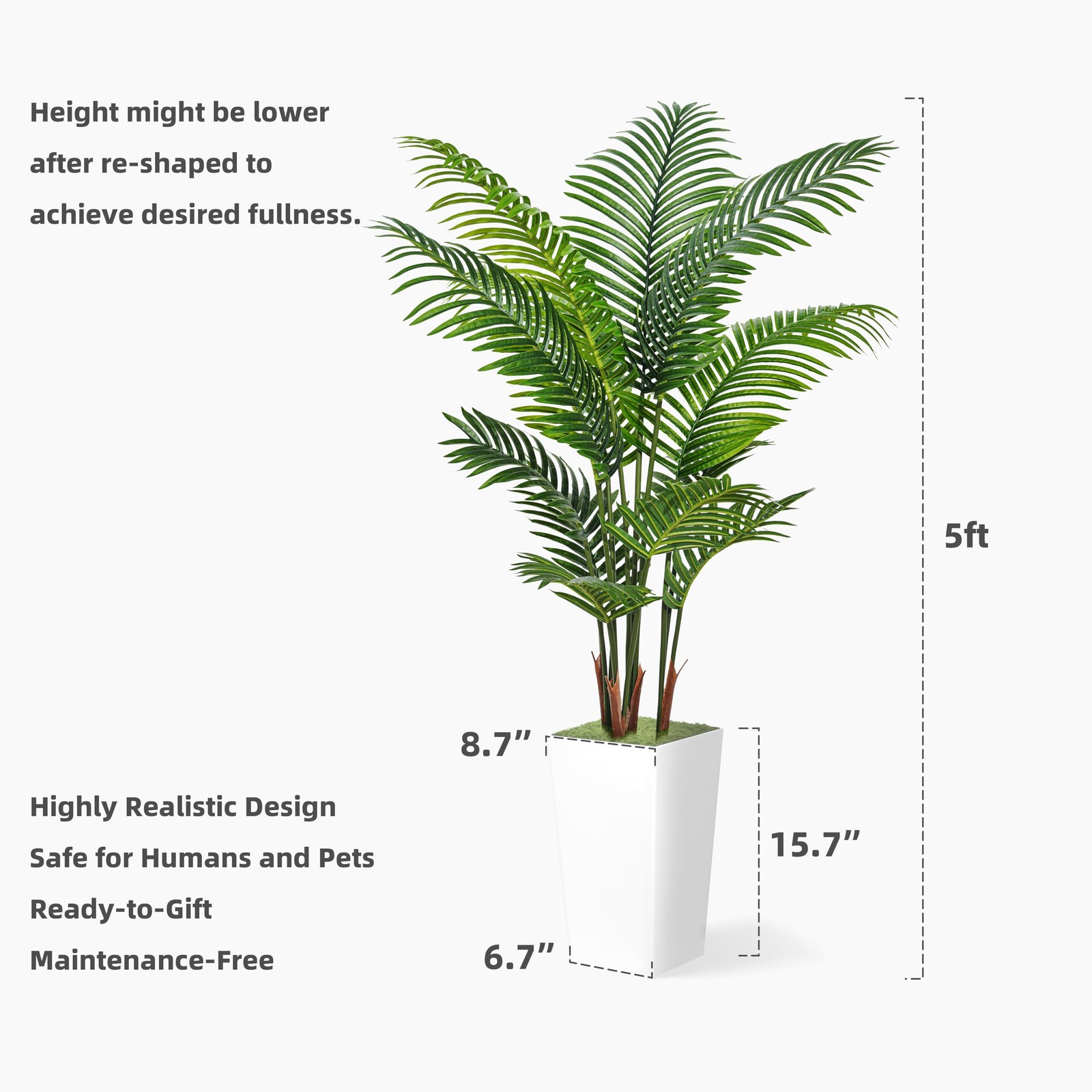 ASTIDY Artificial Palm Tree 5FT – Fake with White Tall 5ft,