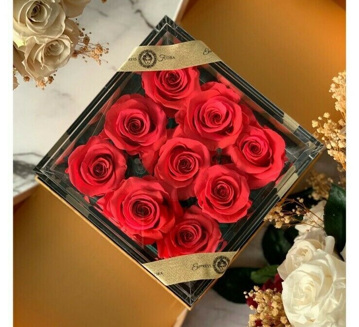 16 Handmade Acrylic Rose Flower Box, Preserved Rose Choose Gift for her