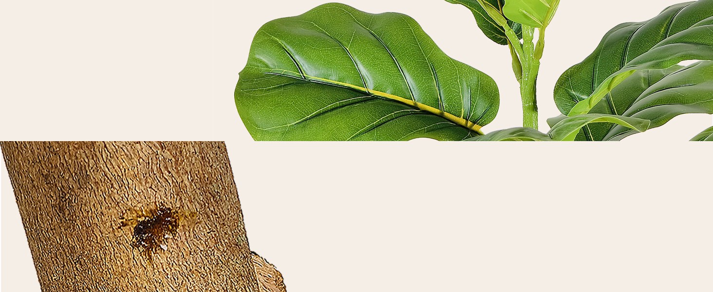 Artificial Fiddle Leaf Fig Tree with White Planter, 5ft Tall Faux Ficus Tree