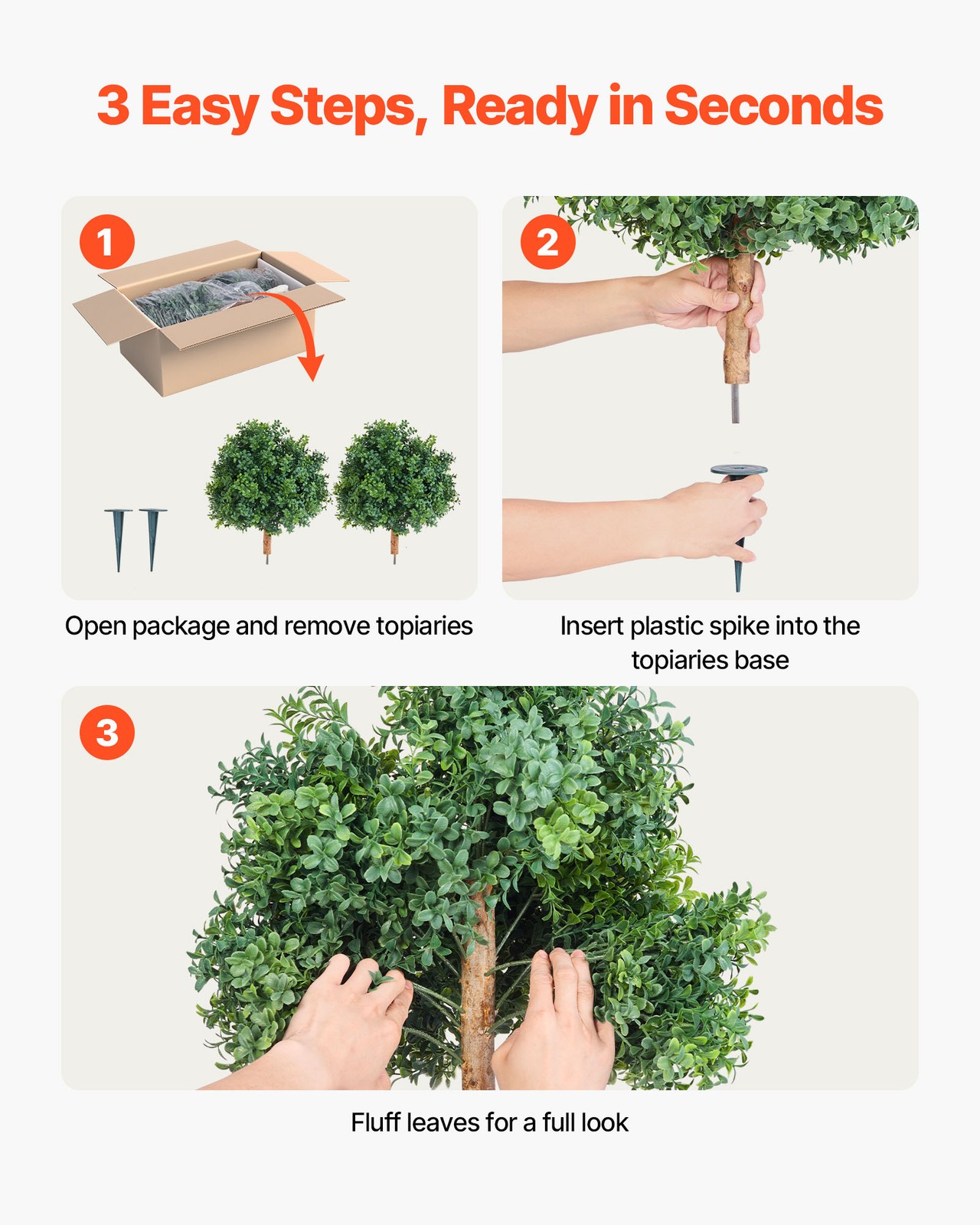 VEVOR Artificial Topiary Boxwood Tree with Ground Spike 22 Inch Faux Shrub