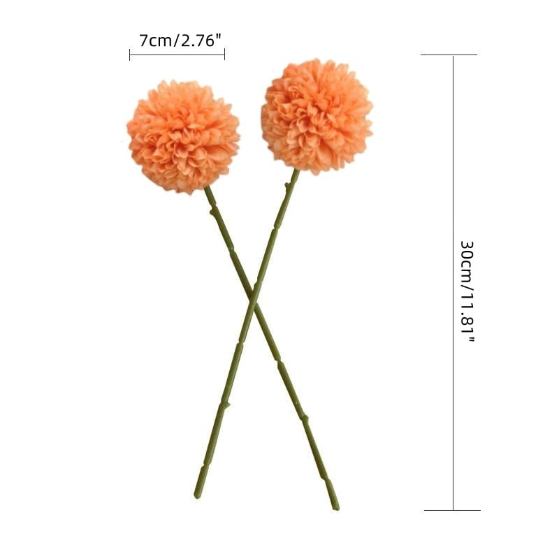 10PCS Artificial Chrysanthemum Ball Flowers, Bouquet, Autumn, Home, Orange