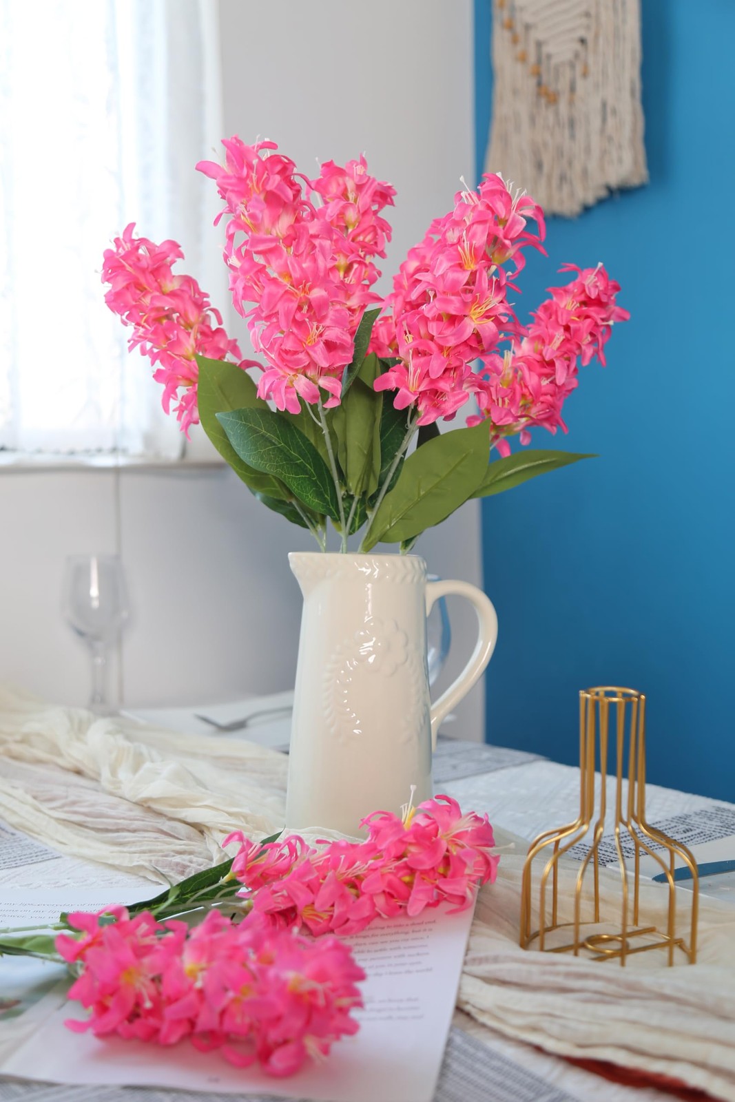 8pcs Hyacinth Artificial Flowers 25.5 in Long Stem Delphinium Flowers Silk Sn…