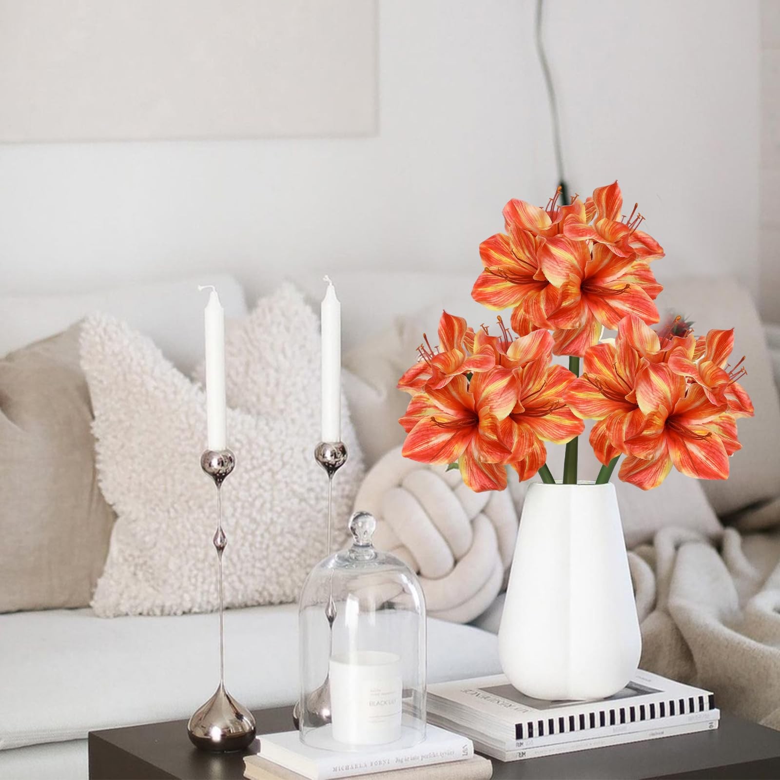 3PCS Amaryllis Artificial Flowers 17.3 Inch Faux Amaryllis Flowers Stems with…