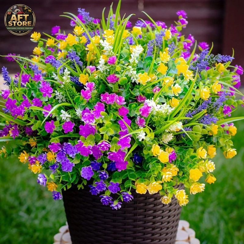 12pcs Primrue Artificial Flowers for Outdoor Decor
