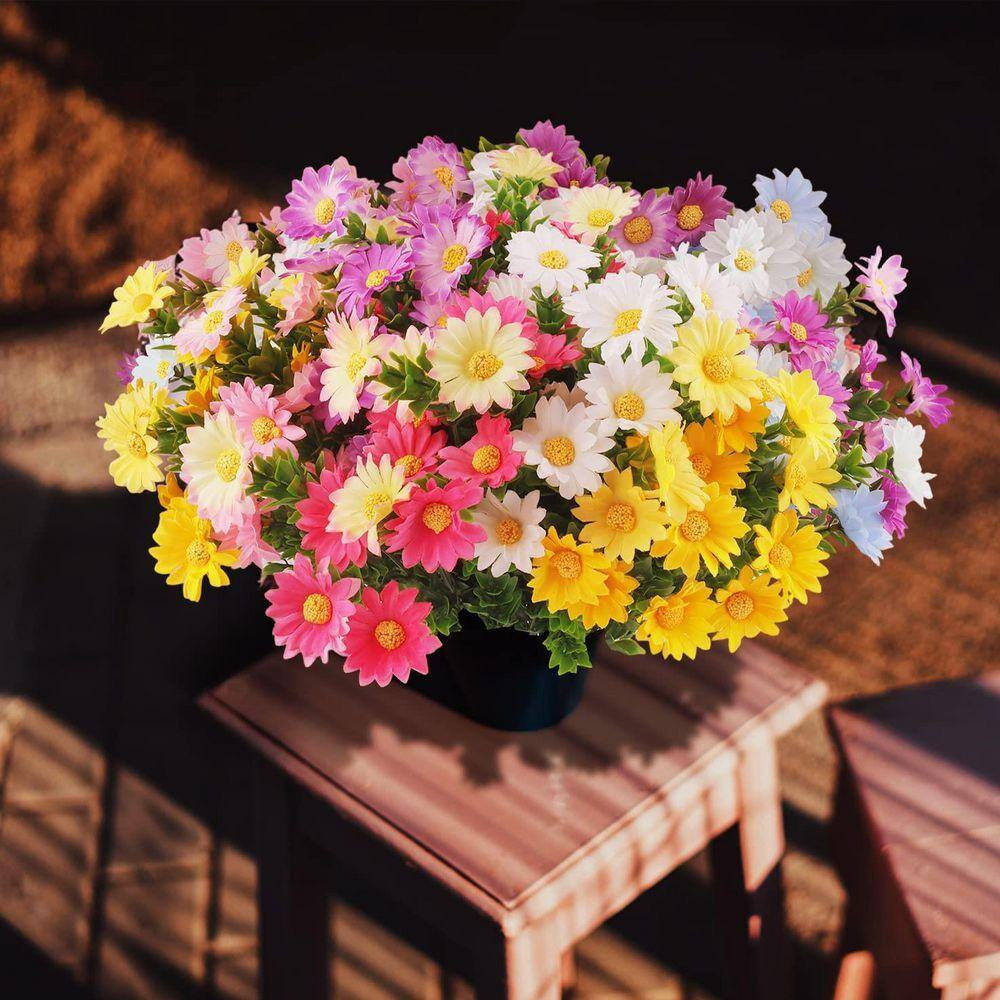 12 Bundles 14.4 In. Multi-Colored Indoor/Outdoor Artificial Daisy Flower