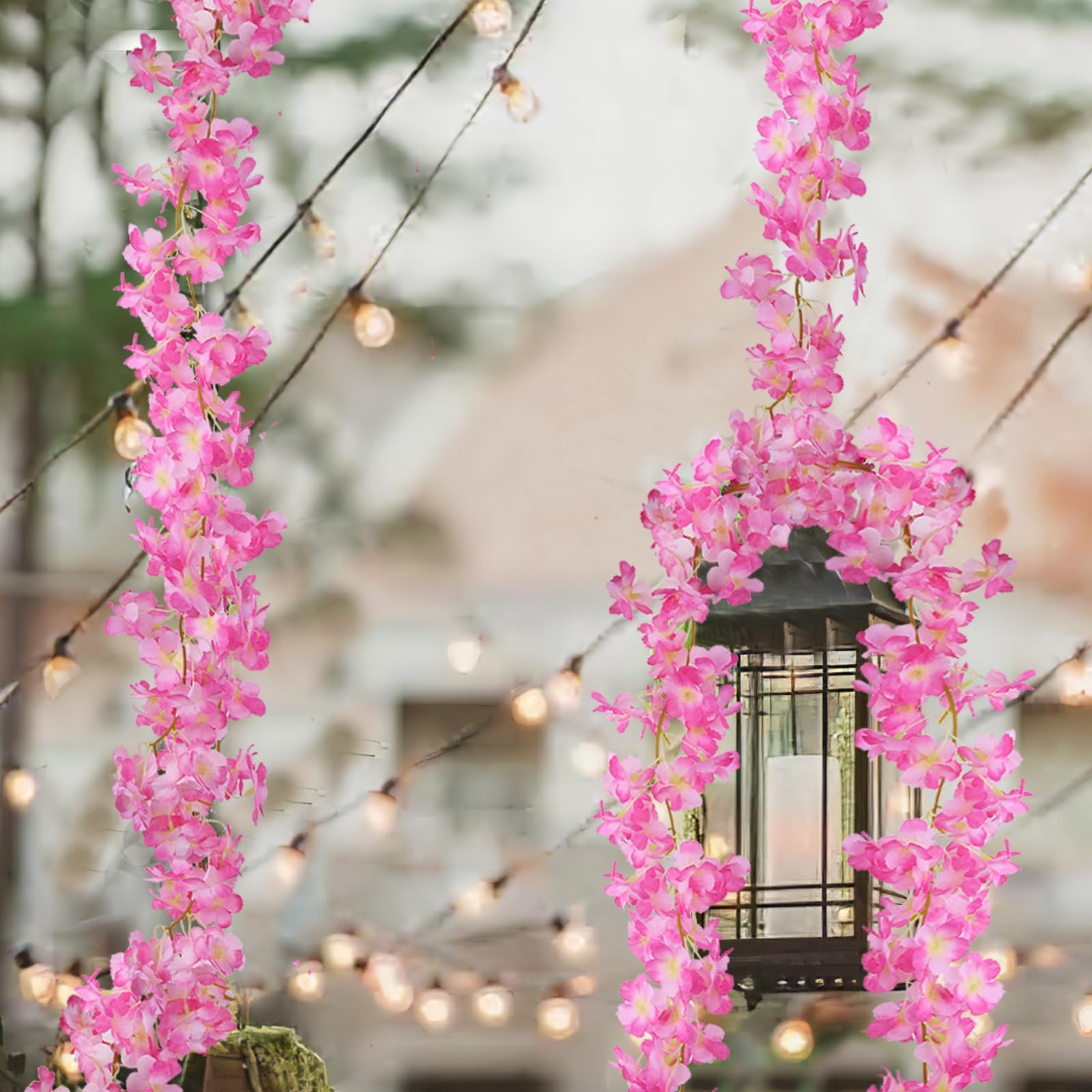 2Pcs 11.8FT Cherry Blossom Garland Artificial Cherry Flower Hanging Vines