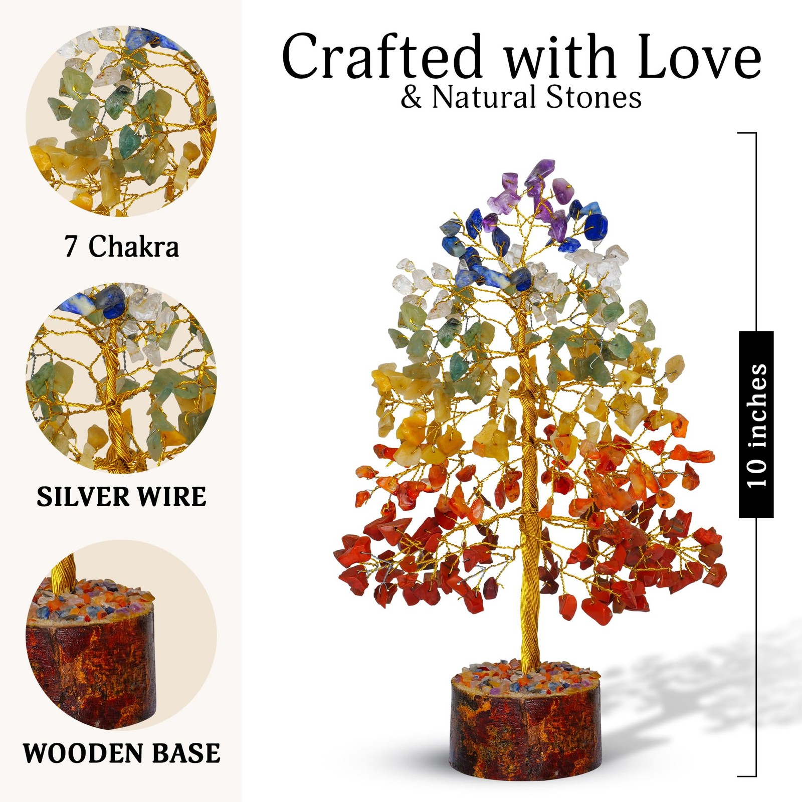 7 Chakra Crystal Tree of Life Healing Stones Positive Energy Home Office Decor