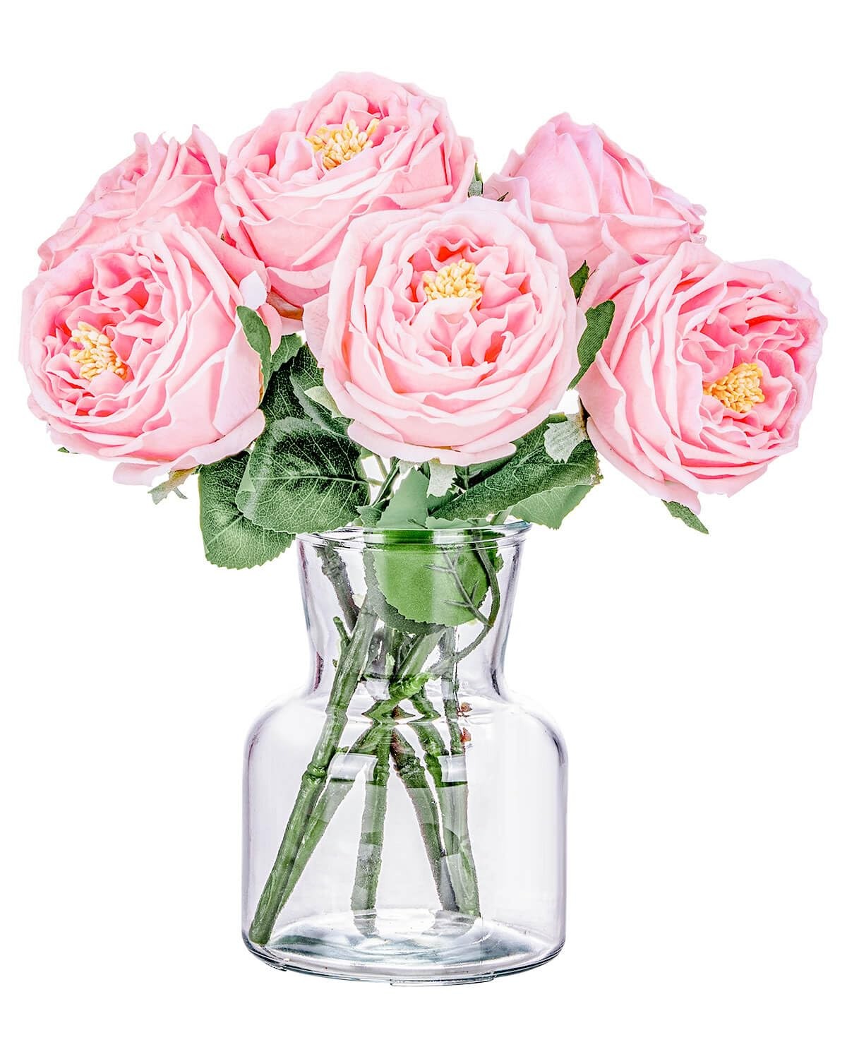 Pink Roses Peonies Artificial Flowers In Vase Faux Table Centerpieces Decor