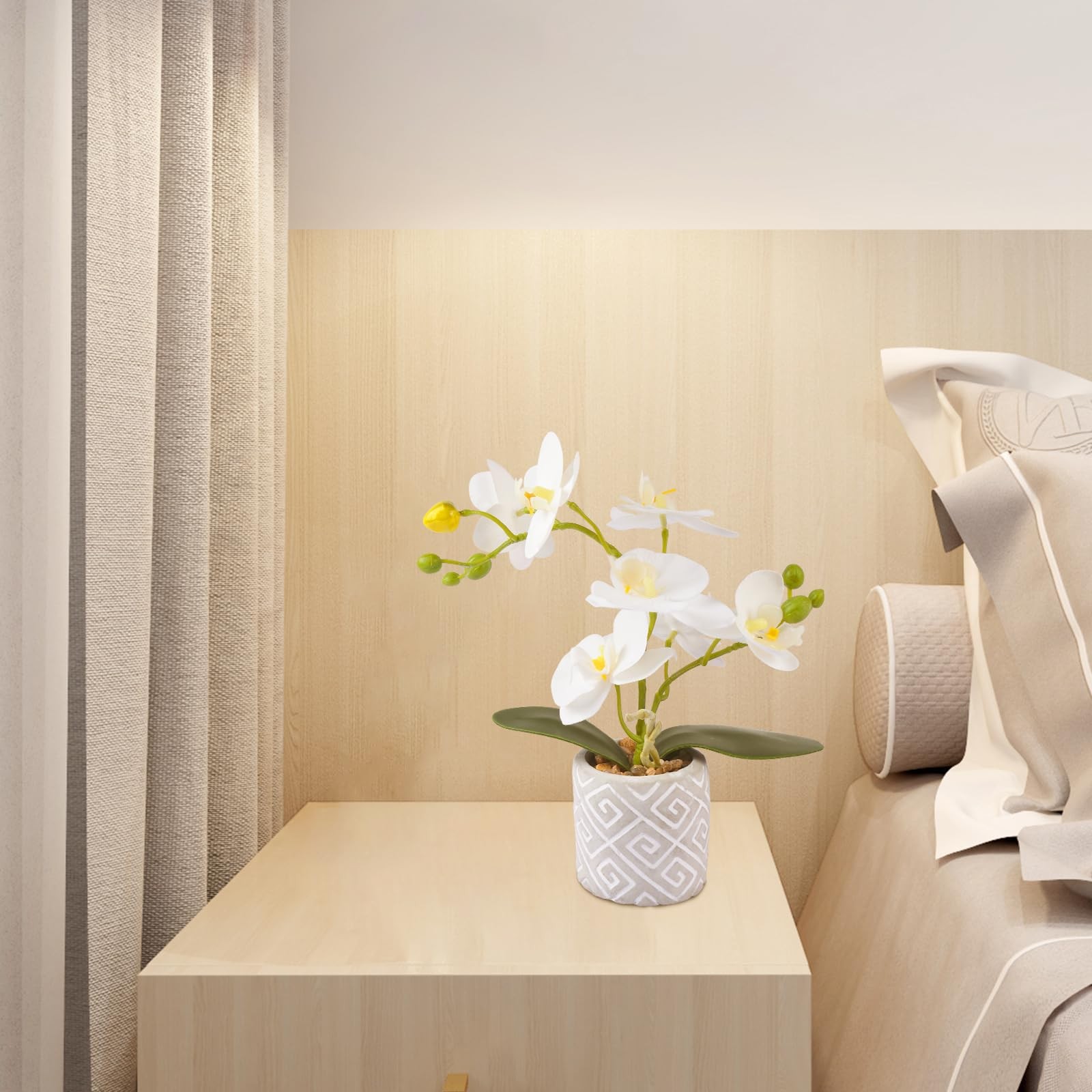 Artificial Orchids Flowers in Pot Real Touch Faux Orchids Flowers with Vase S