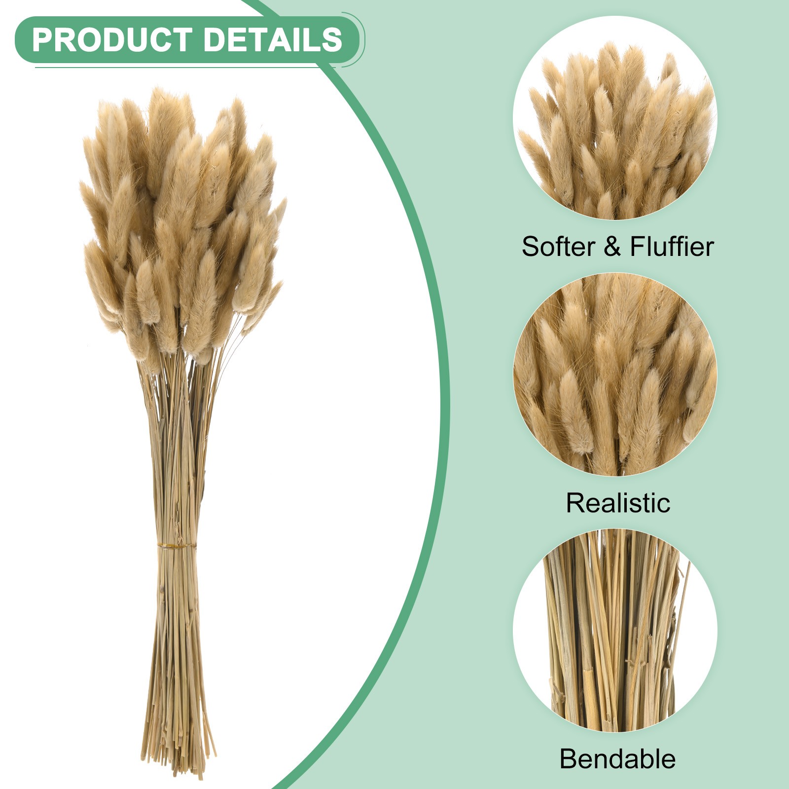 100-Pack Bunny Tails Grass 17 Inch for Home Decor/Wedding [Natural]