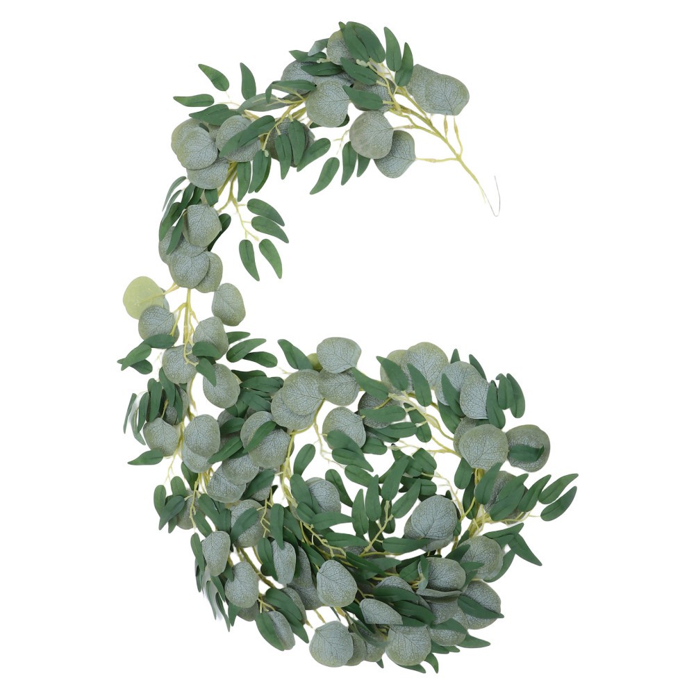 Simulated Vine Rattan Faux Eucalyptus Garland Artificial Leaves Green Plant