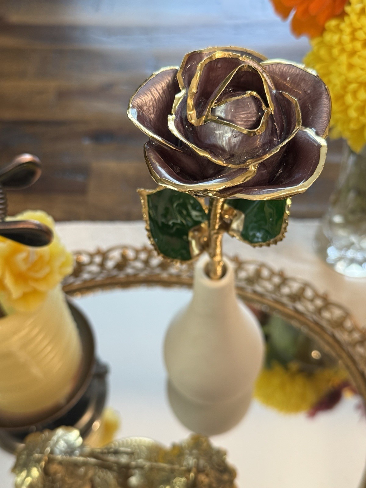 Rare Color: Purple Forever Rose Dipped in Gold