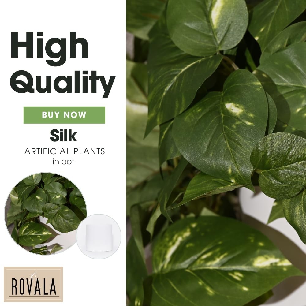 ROVALA Silk Plants for Home Decor Indoor in Pot Realistic Artificial Plants H…