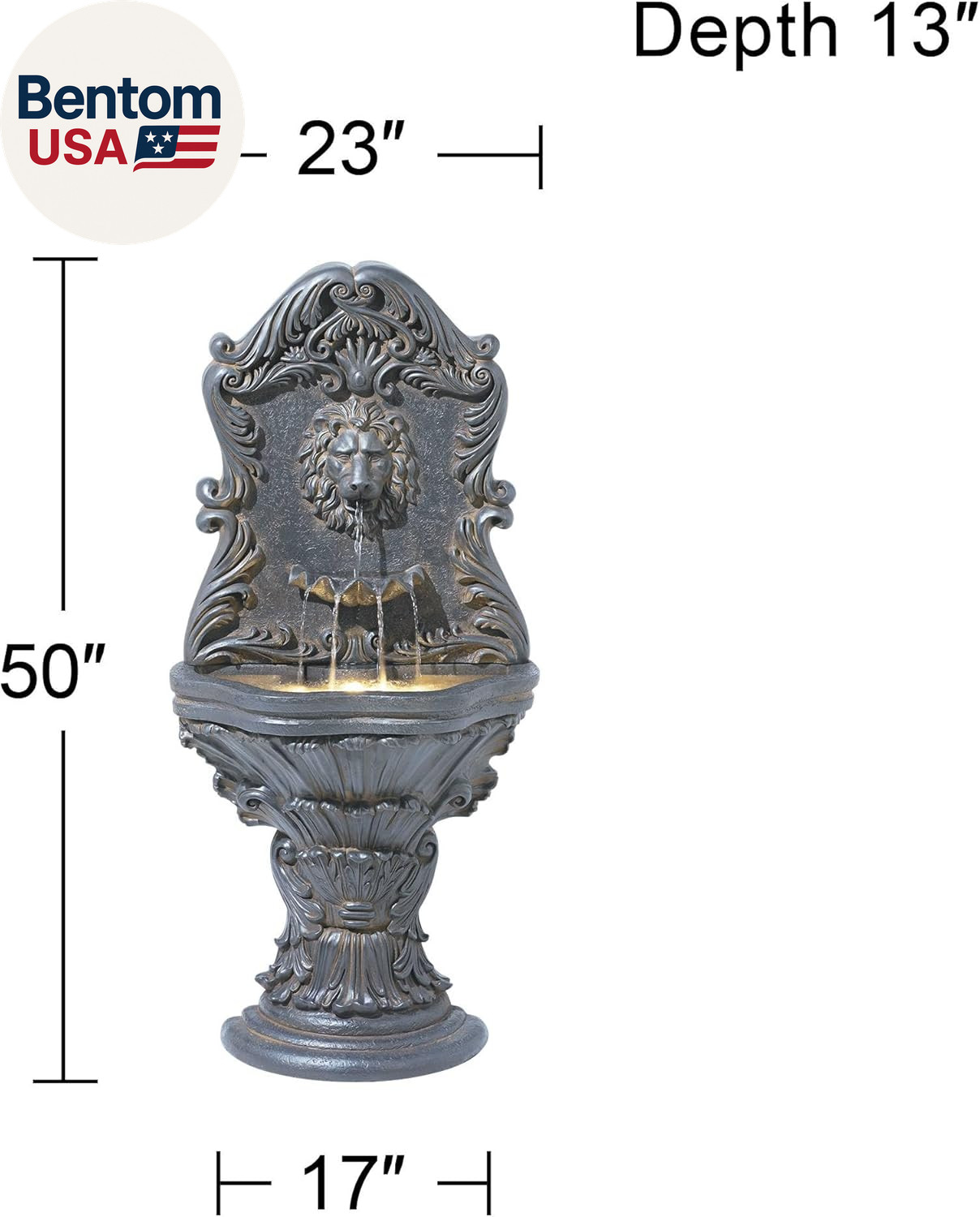 Royal Lion Acanthus 50″ High Large Italian Indoor Outdoor Decor Faux Stone Floor
