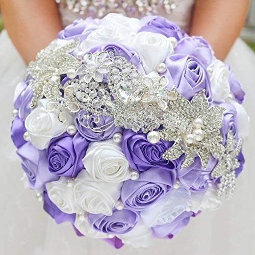 Bride Holding Flowers, Romantic Wedding Colorful Rose Bride ‘s Bouquet,Purple…