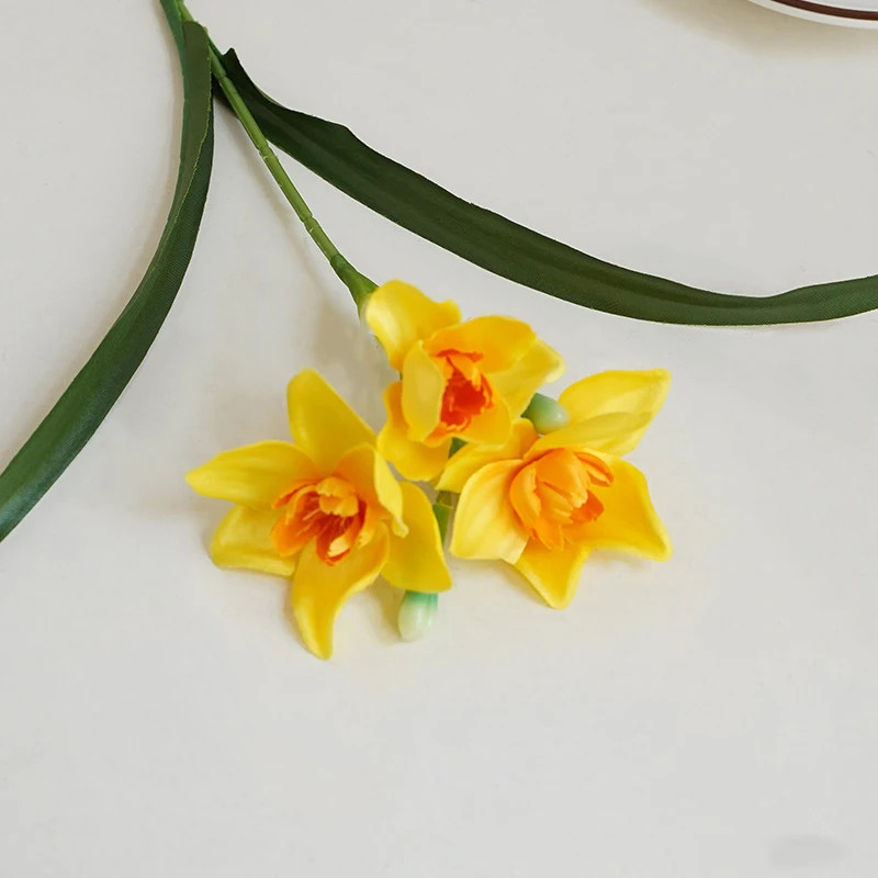 3/5/10Pcs Artificial Daffodils Flowers White Narcissus Spring Flower Fake Silk F