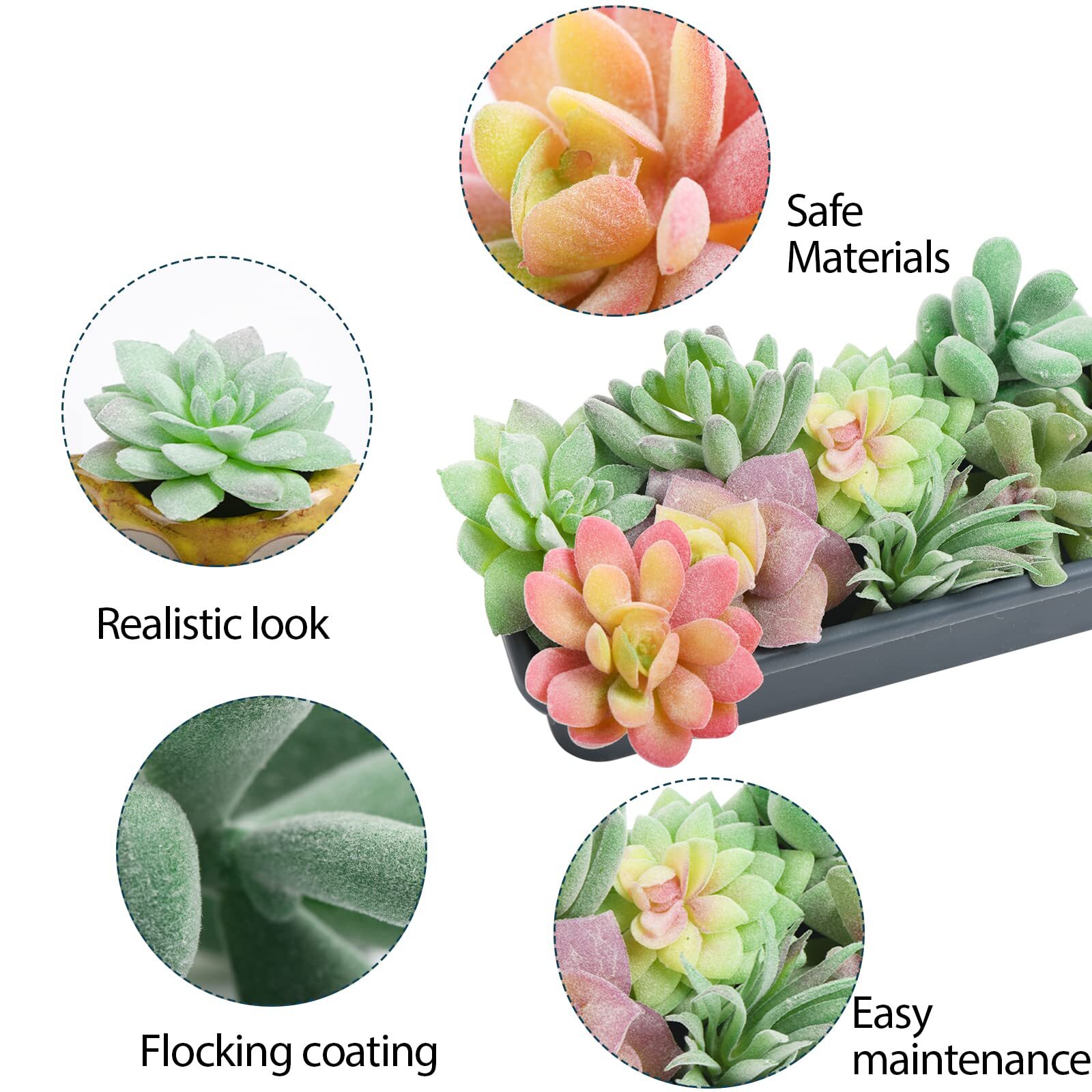 12 Pack Mini Artificial Succulent Plants Unpotted : Fake Succulents Picks Realis