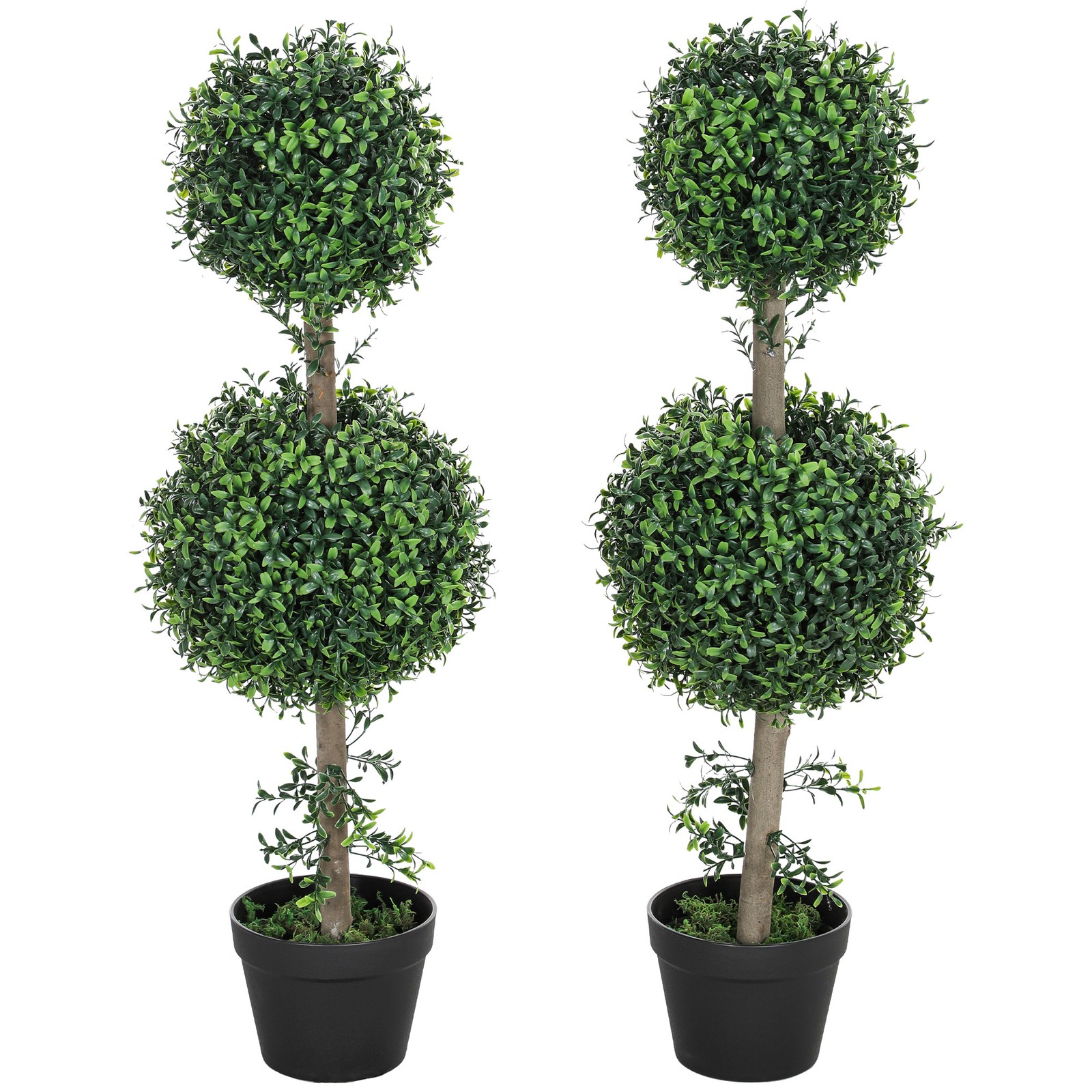 Set of 2 Decorative Artificial Plants Boxwood in Pot, 36 Inch