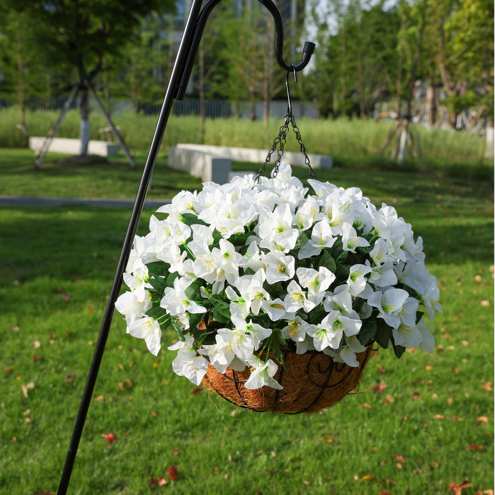 Artificial Hanging Flowers Faux Plants Basket for Outdoors Spring Summer Deco…