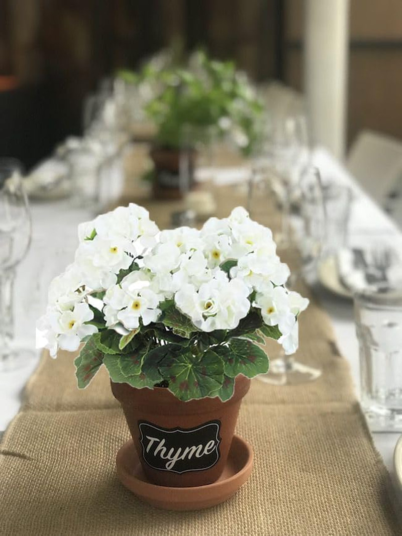2Pcs Artificial Geraniums Silk Flowers Outdoor Artificial White Geranium Bush Fa