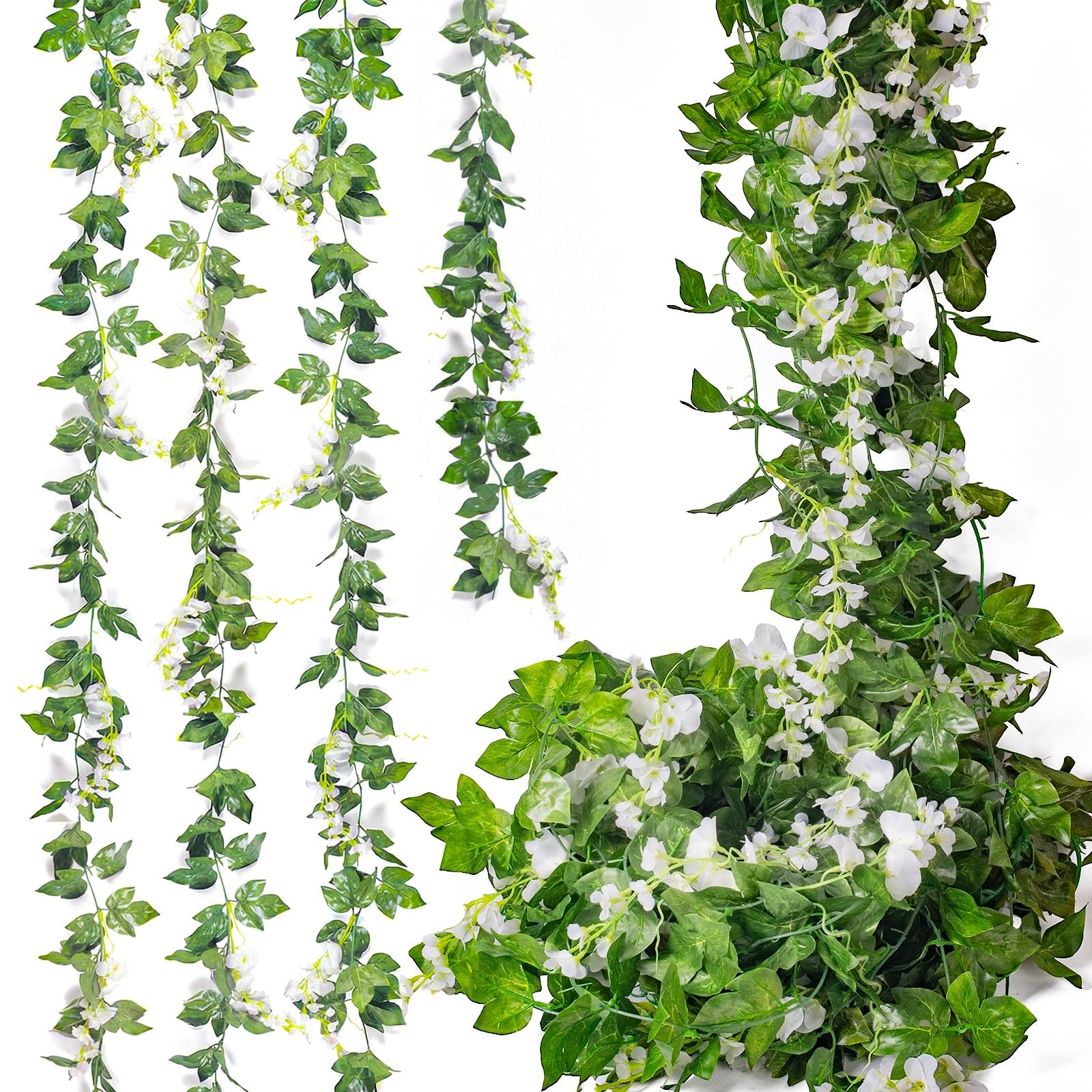 28.8ft Artificial Wisteria Vine Garland (4×7.2ft), Silk Hanging Flowers Decor…