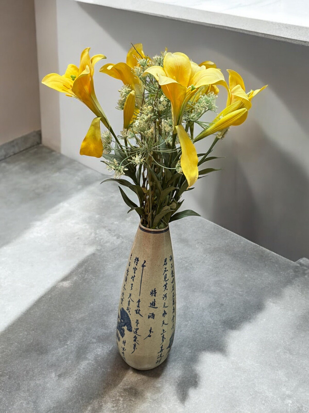 Artificial Yellow Faux Flowers In Vase Asian Home Decor Bargains Deals Sales Buy