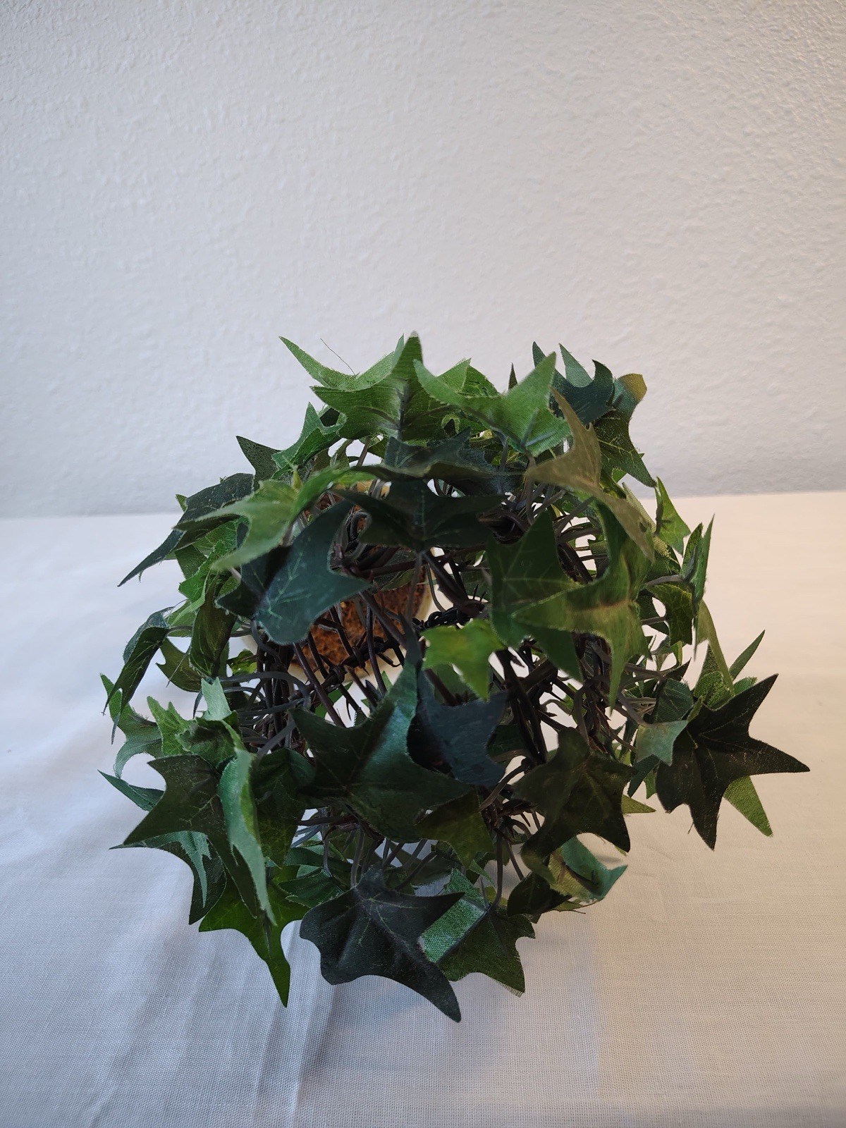 Artificial Ivy Topiary Ball, Green, Decorative Beige Urn Planter, Floral Garden