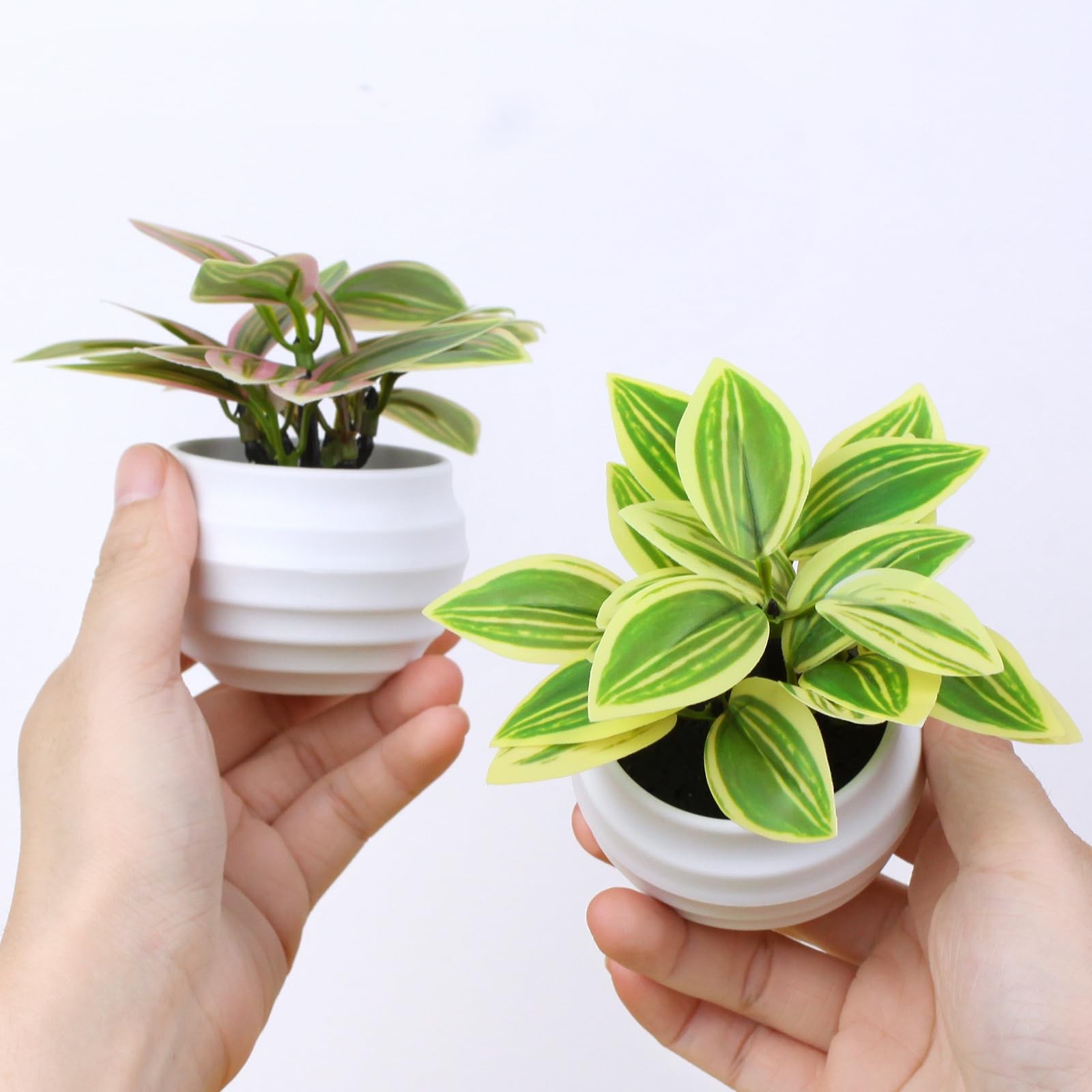 6 PCS Mini Artificial Plants Pots Small Faux Greenery Home Fake Gift Set