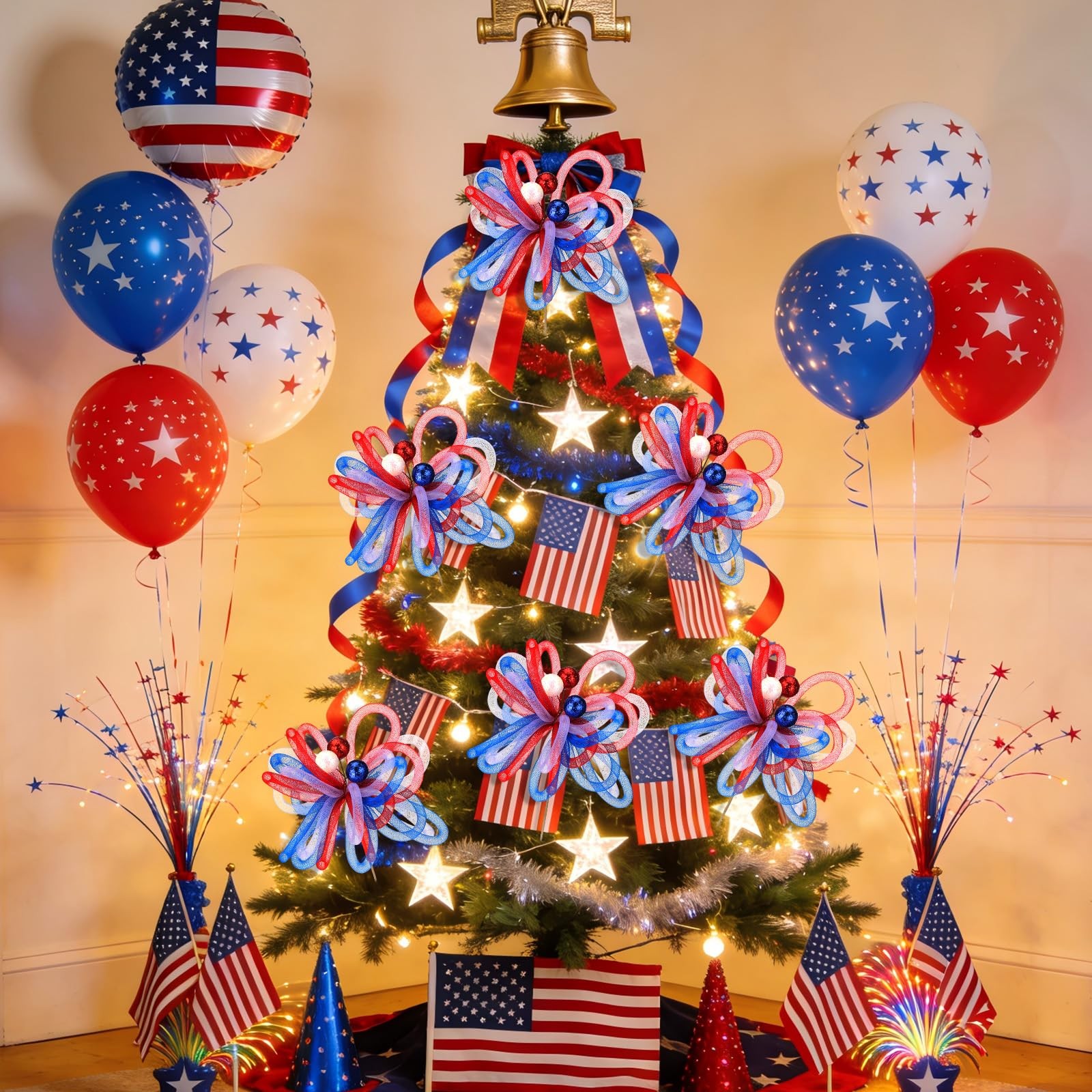 6 Pack Red White Blue Patriotic Artificial Flower 4th of July Decoration 10 I…