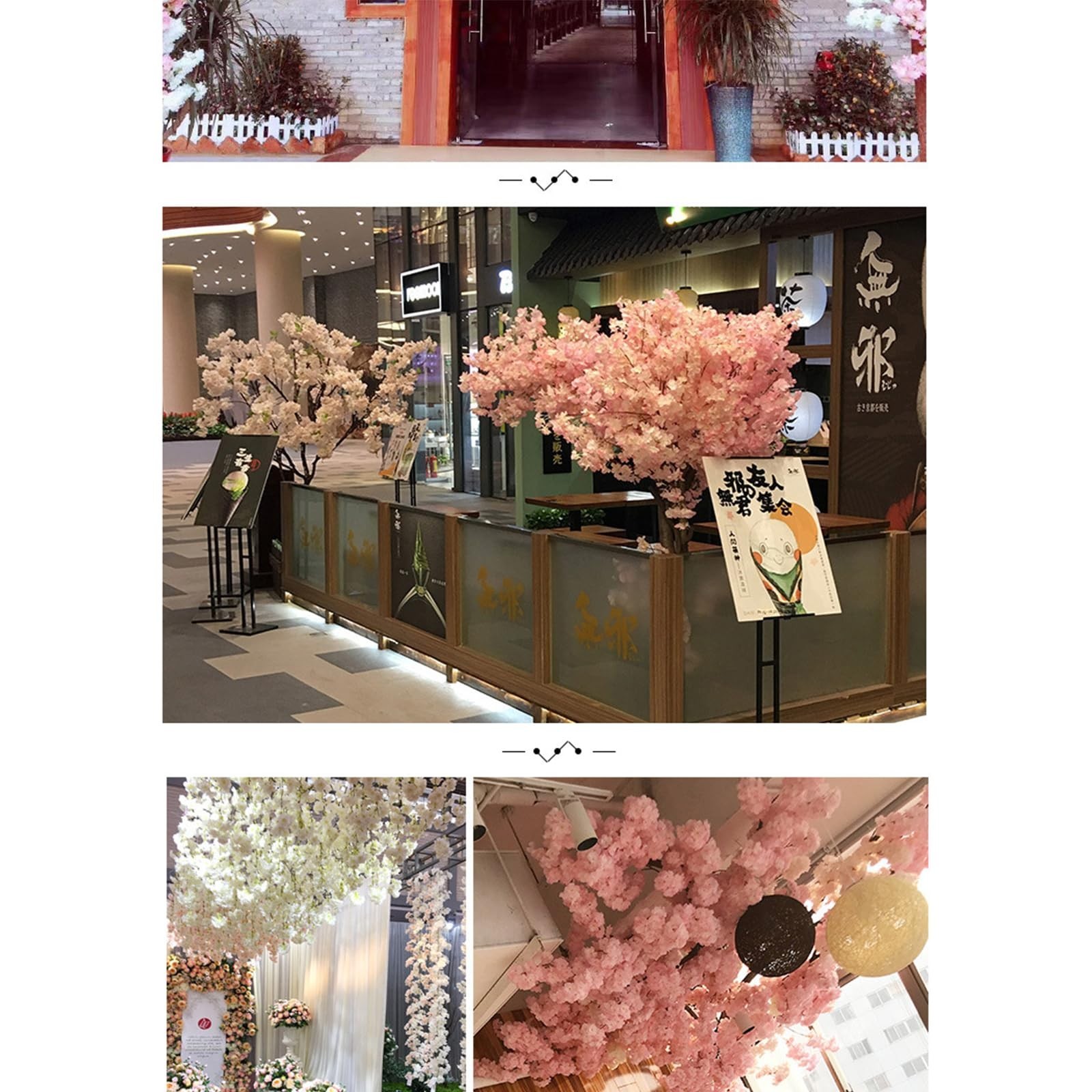 50PCS Silk Cherry Blossom Branches – Realistic Fake Flowers for Weddings, Home D