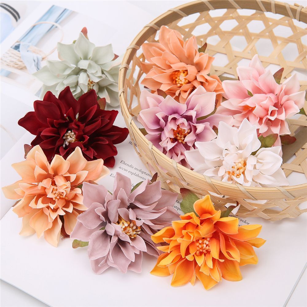 Dahlia Heads Artificial Silk Flowers Wedding Home Decorate Wreath Flower 10-20pc