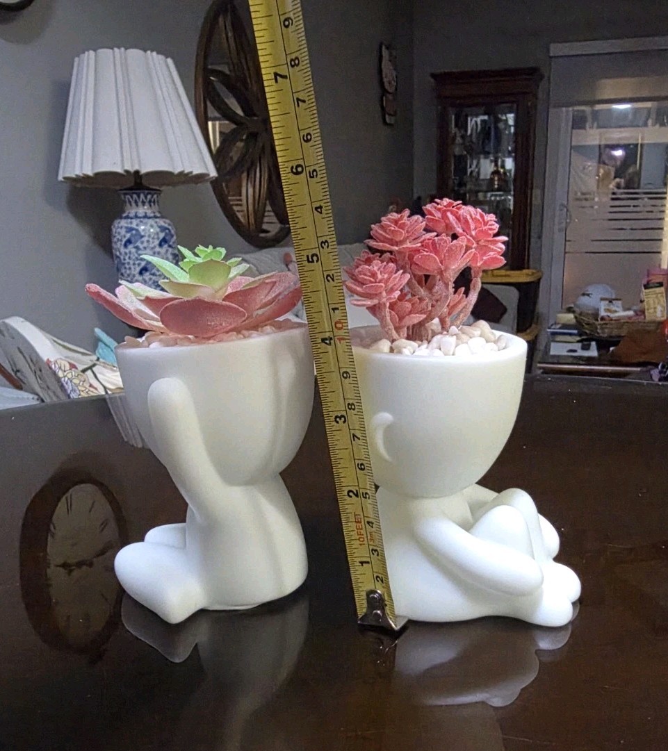 2 Small Fake Plant Office Decor for Women – Pink Gifts for (A) White with Pink