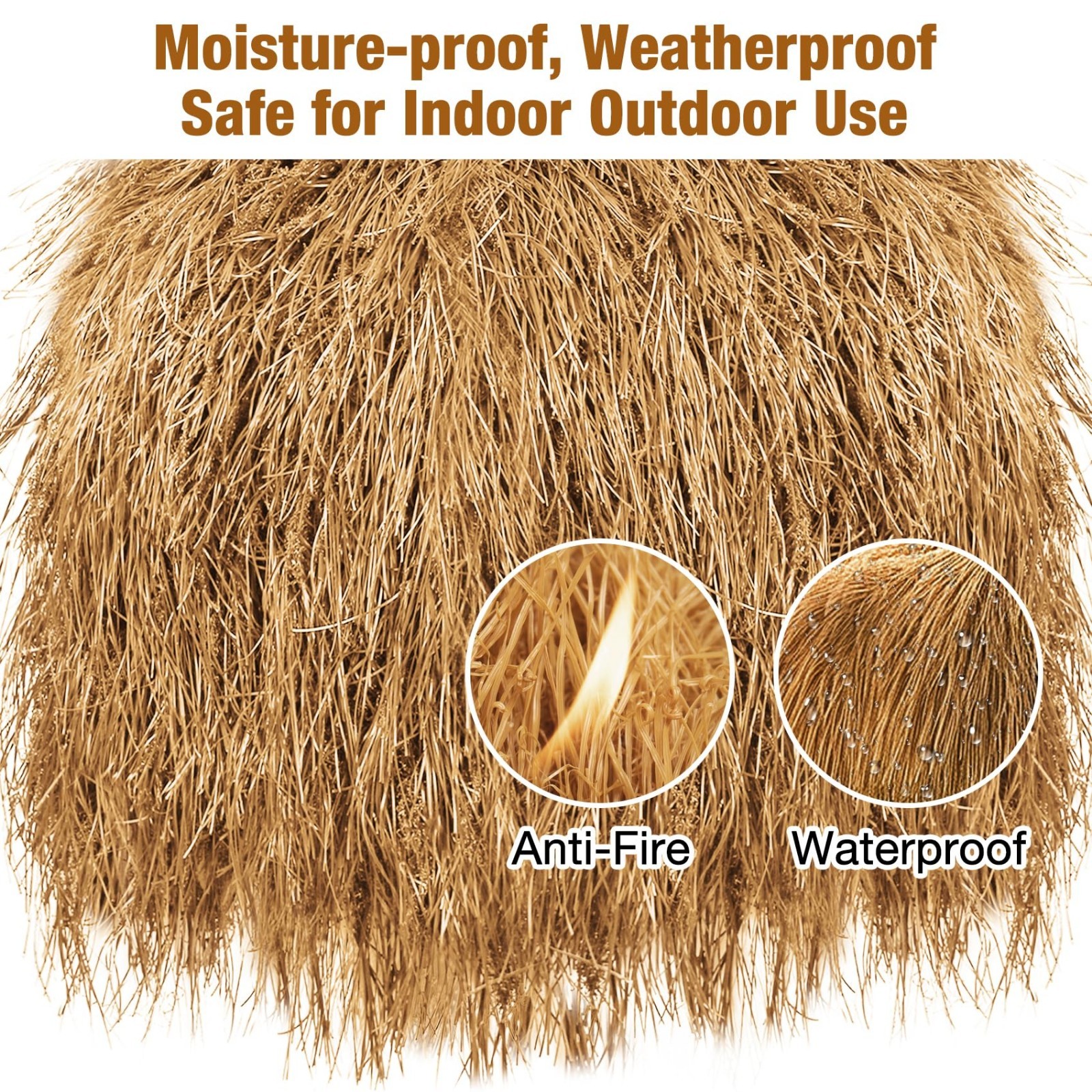 Synthetic Thatch Grass Roof for Tiki Bars – Fireproof Hawaiian Decor, 15.74″ x 4