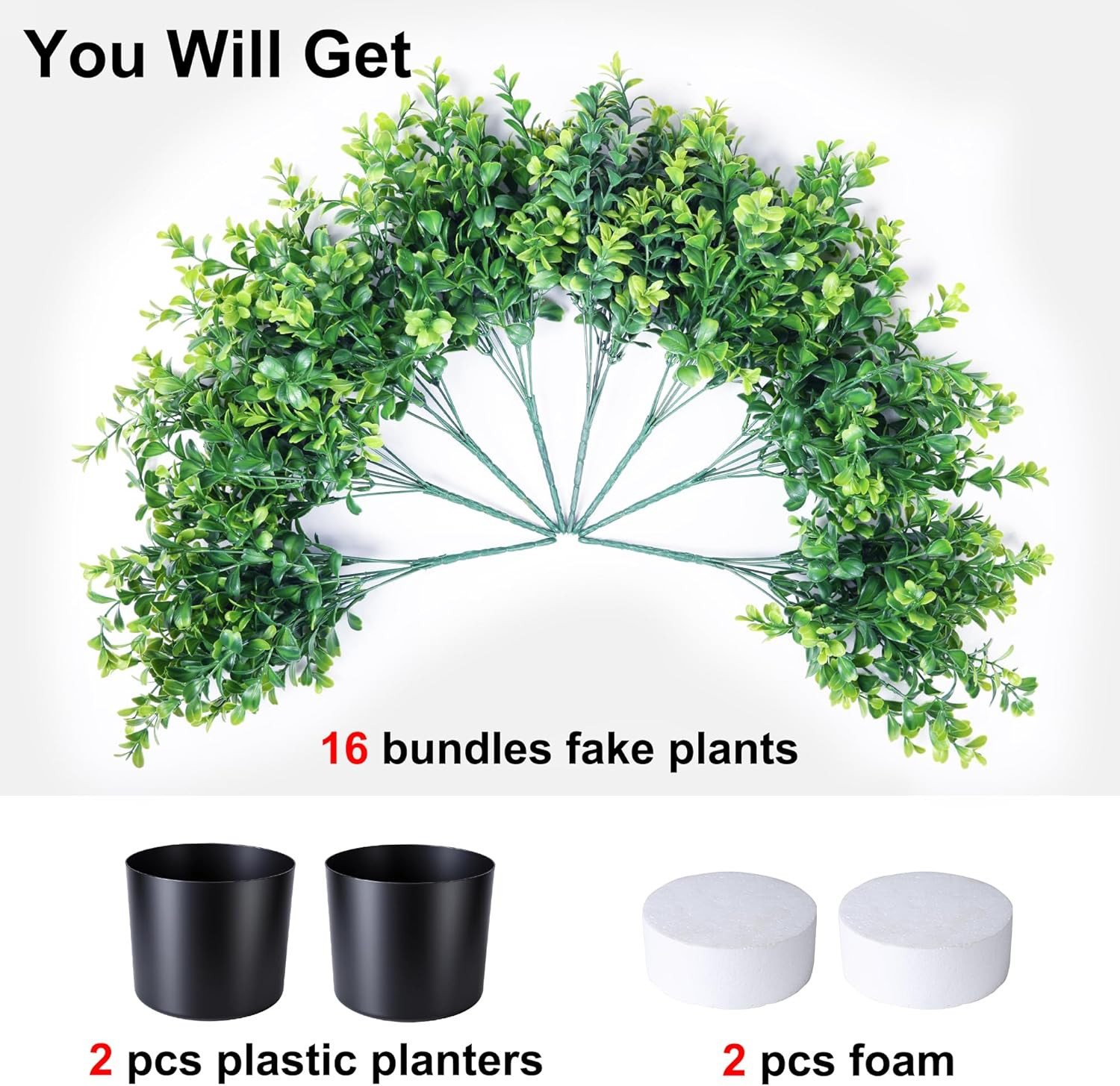 Fake Plants Artificial Plants Outdoor for Front Door Decor, 2 Pack Boxwood Fake