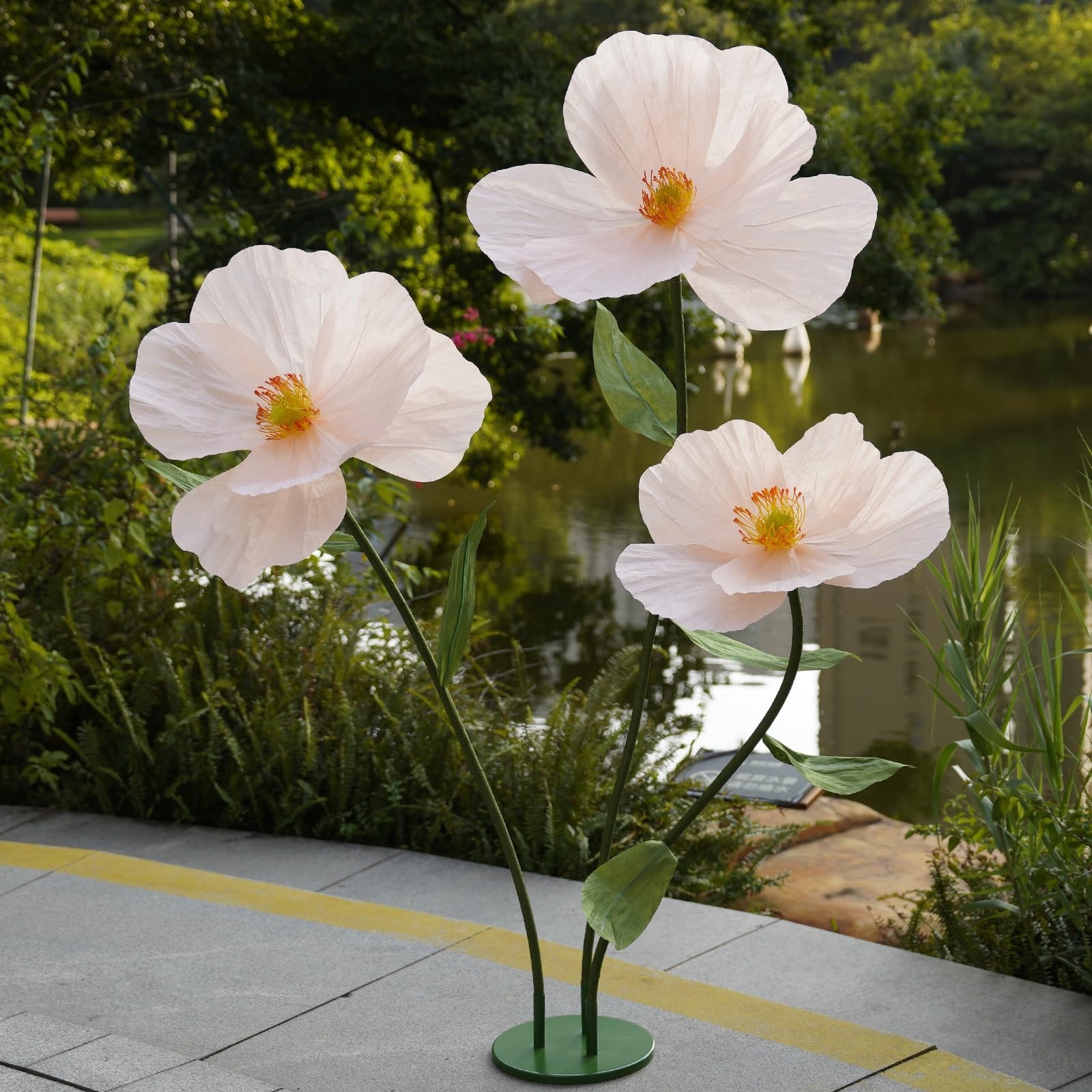 Large Paper Giant Flowers for Home Decor, Handcrafted Poppy Fake Flowers for Eve