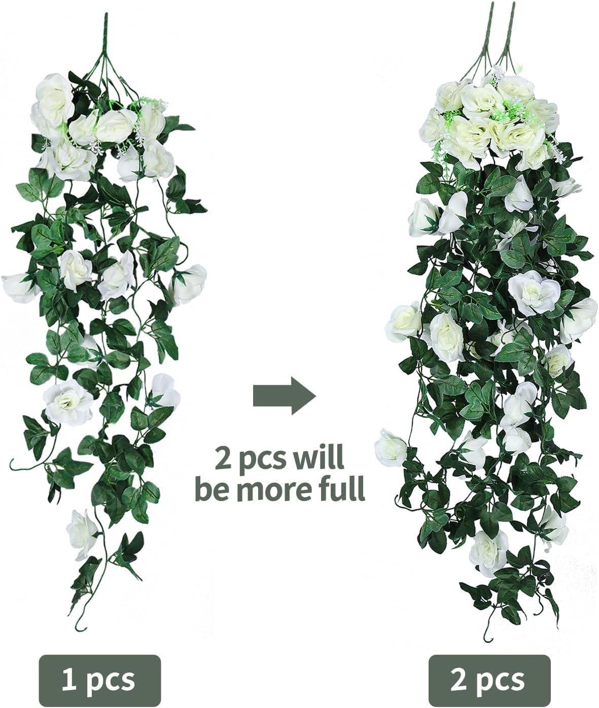 Vibrant White Artificial Rose Vines – 4pcs with 30 LED Lights for Celebrations