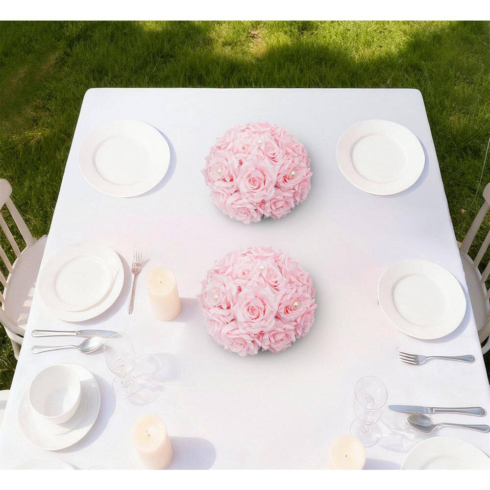 9.4 In. Pink Indoor/Outdoor Artificial Rose Flower Wedding Banquet Artificial Fl