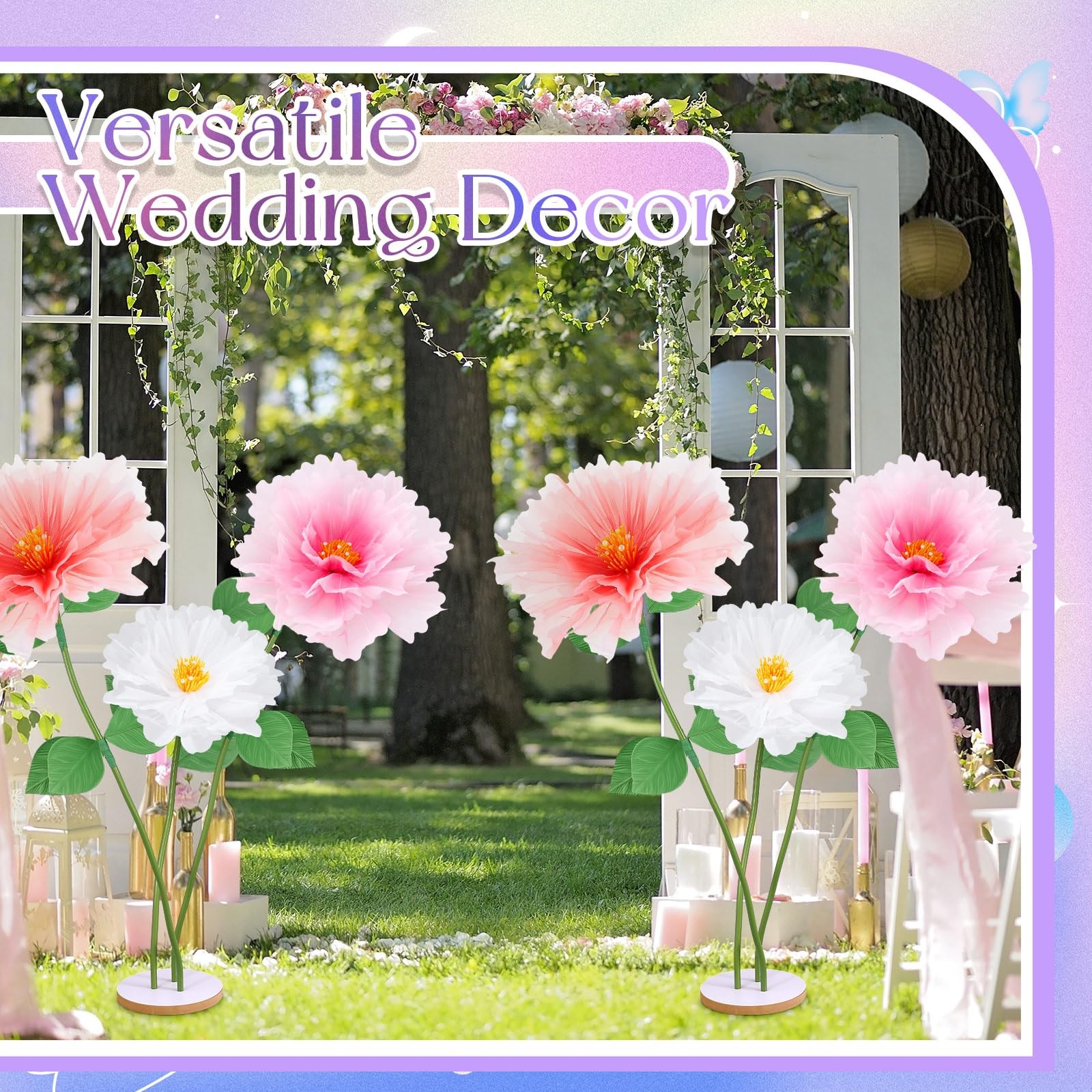 3pcs 19.7in Giant Flowers Decoration, Artificial Gauze Large Flower Prop for …