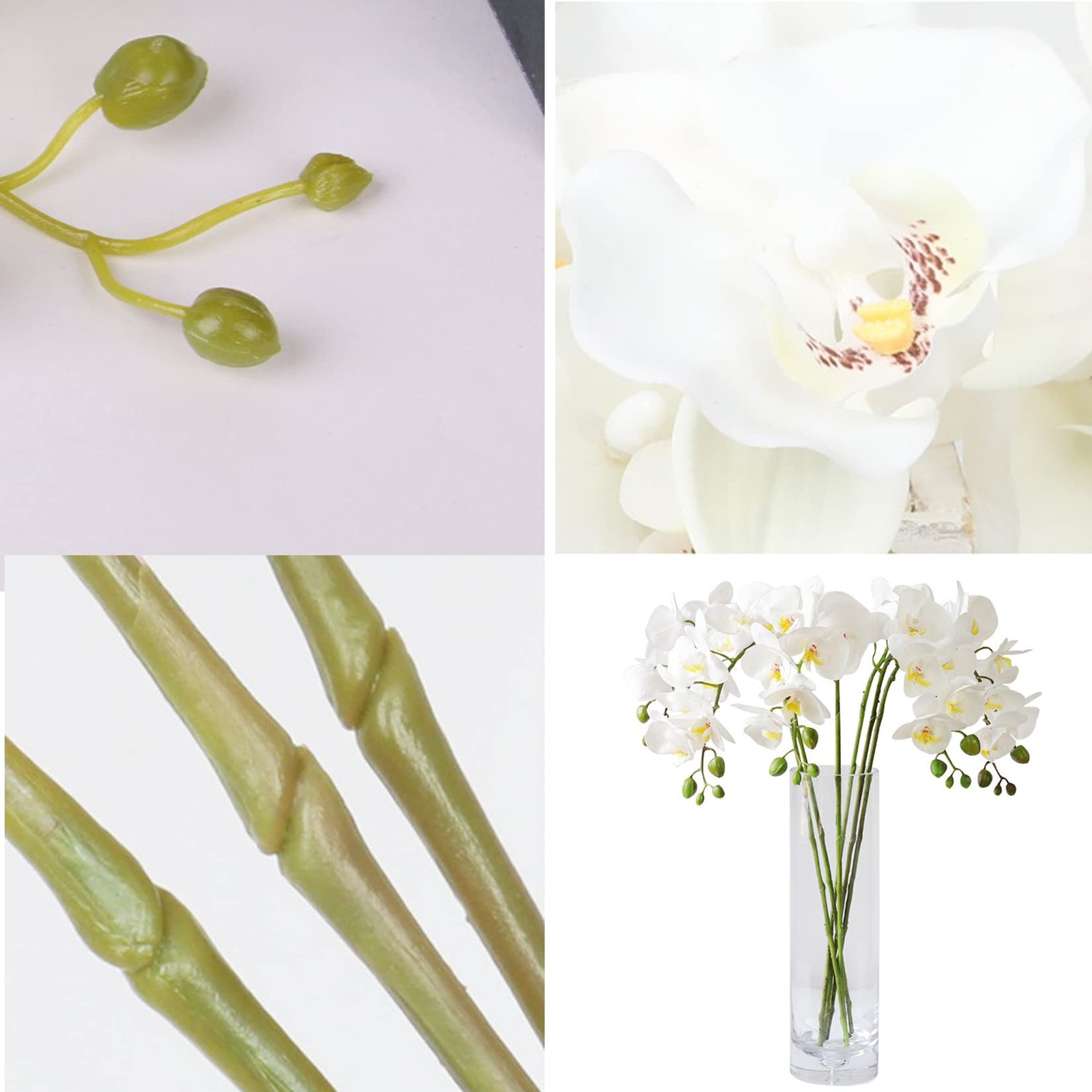5 Pcs Artificial Orchid Flowers and 2 Bundles Leaves,Artificial Phalaenopsis …