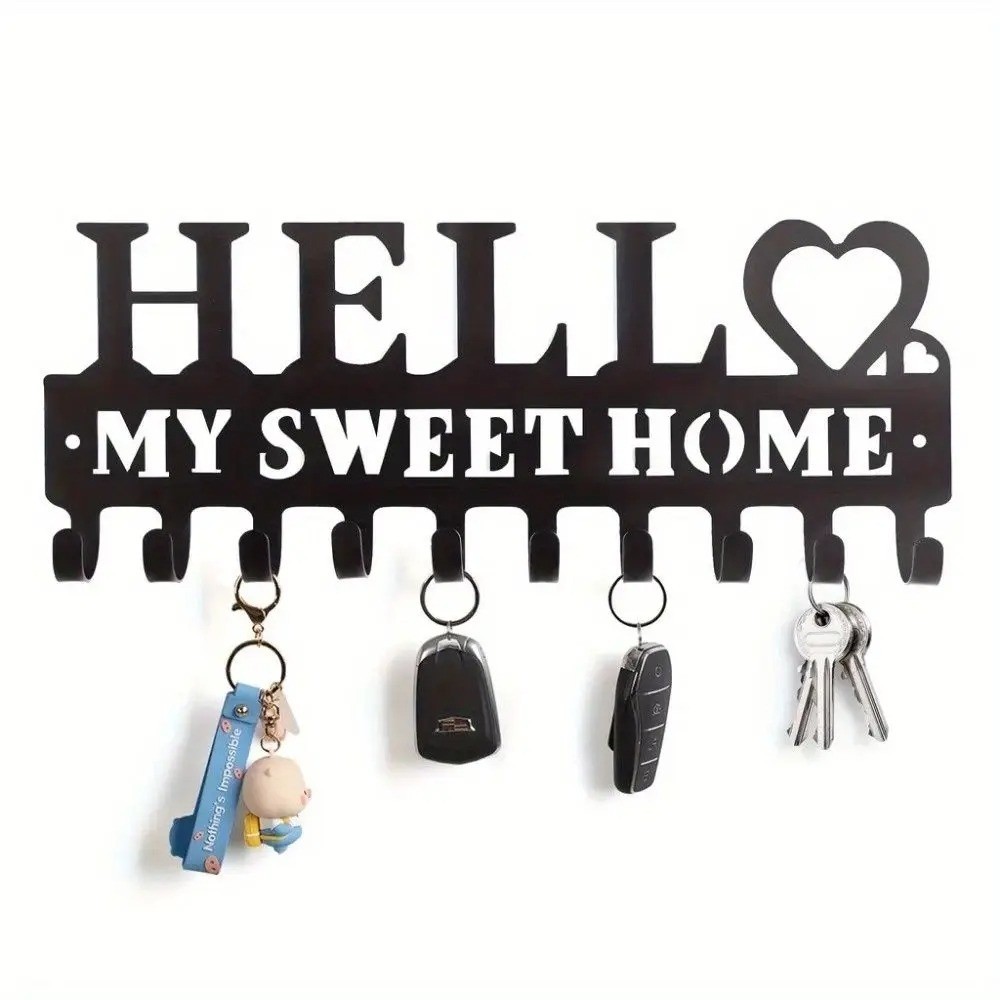 CIFbuy Iron Wall Key Holder Shelf Hook – Black Entryway Hanging Organizer Decor
