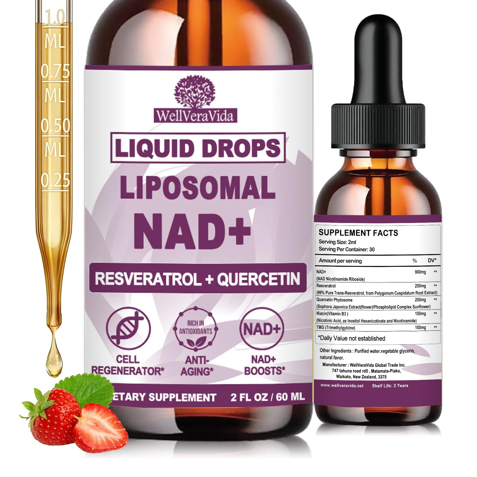 NAD+ Supplements for Men & Women, Extra Strength NMN 2 Fl Oz (Pack of 1)