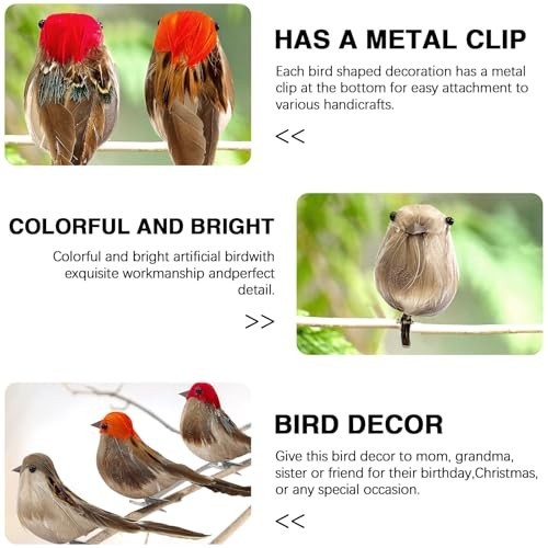 6PCS Clip-On Artificial Birds – Realistic Sparrow Ornaments for Garden & Home De