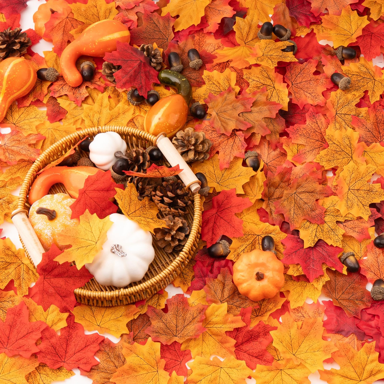 300 PCS Artificial Maple Leaves Mixed Colors Fall Decor Multicolored B Craft