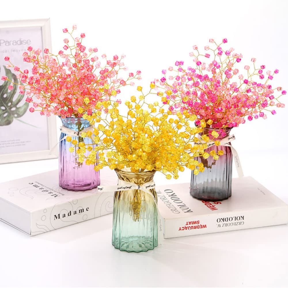 16PCS Crystal Artificial Flowers Bouquets Handmade Acrylic Flower Branches Fa…