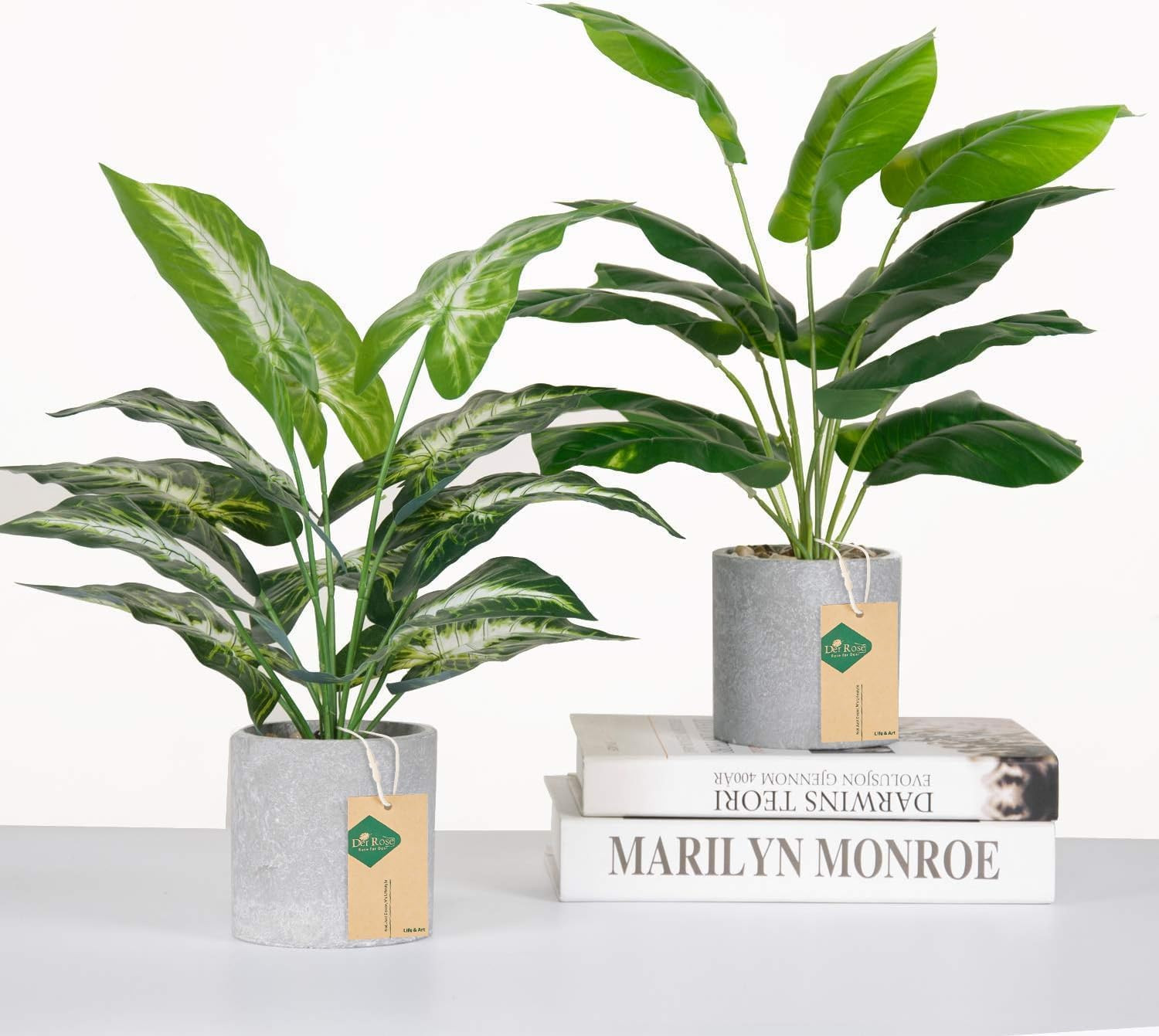 2 Pack 16″ Indoor Fake Plants Sage Green for Office Desk Decor | Tropical Artifi