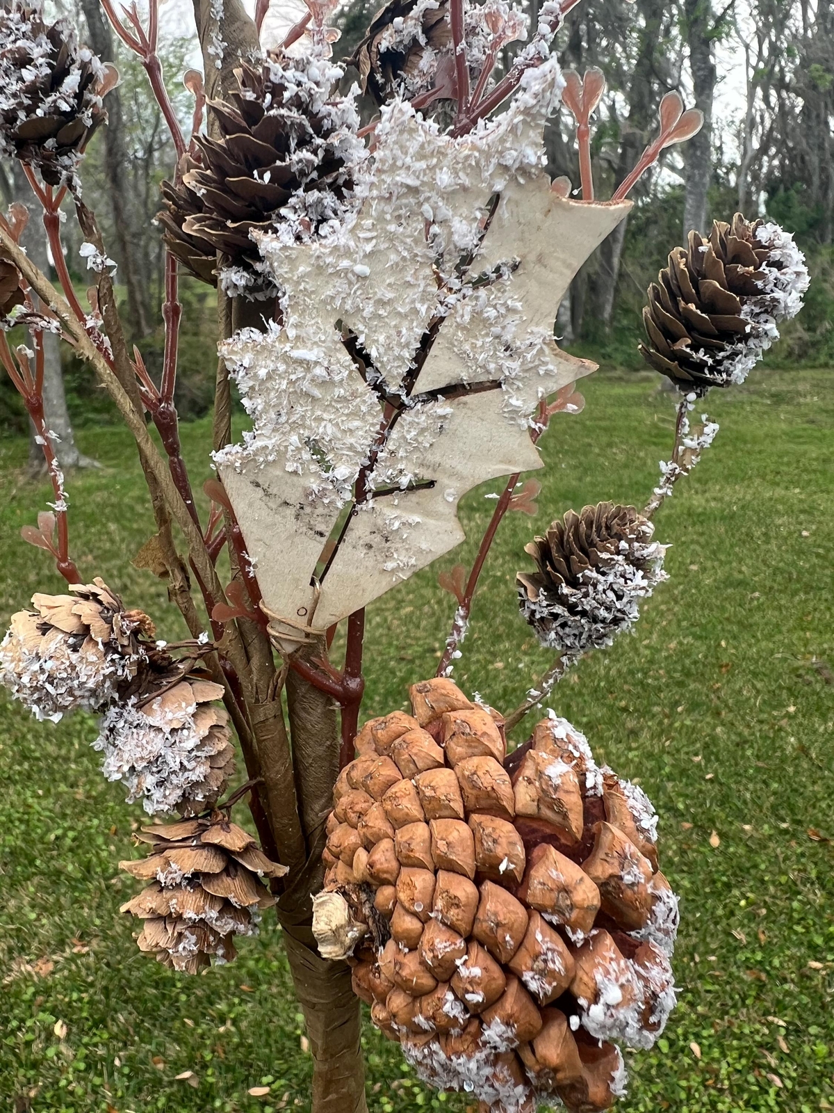 Regency Christmas Snow Covered Frosted Birch Pinecone Stem Branch Pick Crafts