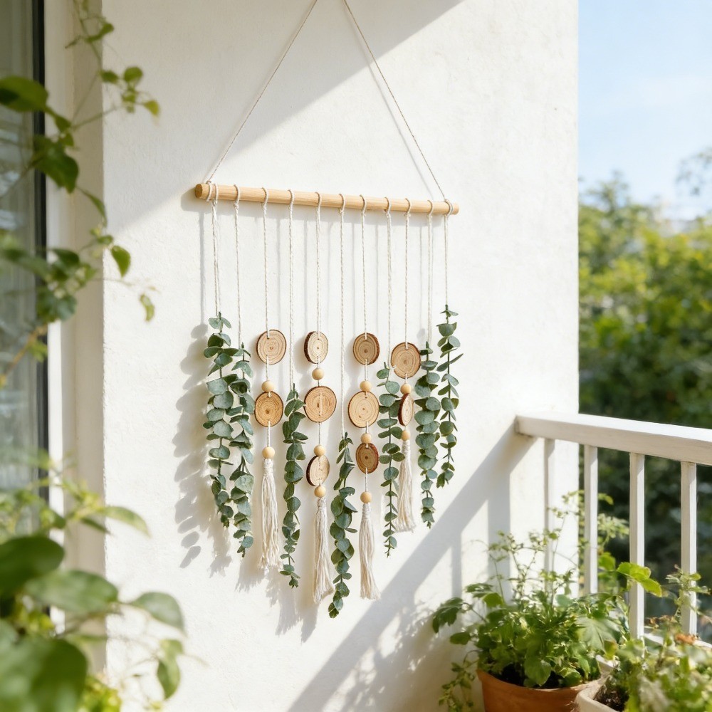 Artificial Eucalyptus Wall Hanging Fake Boho Wall Art Bedroom Kitchen Home Decor