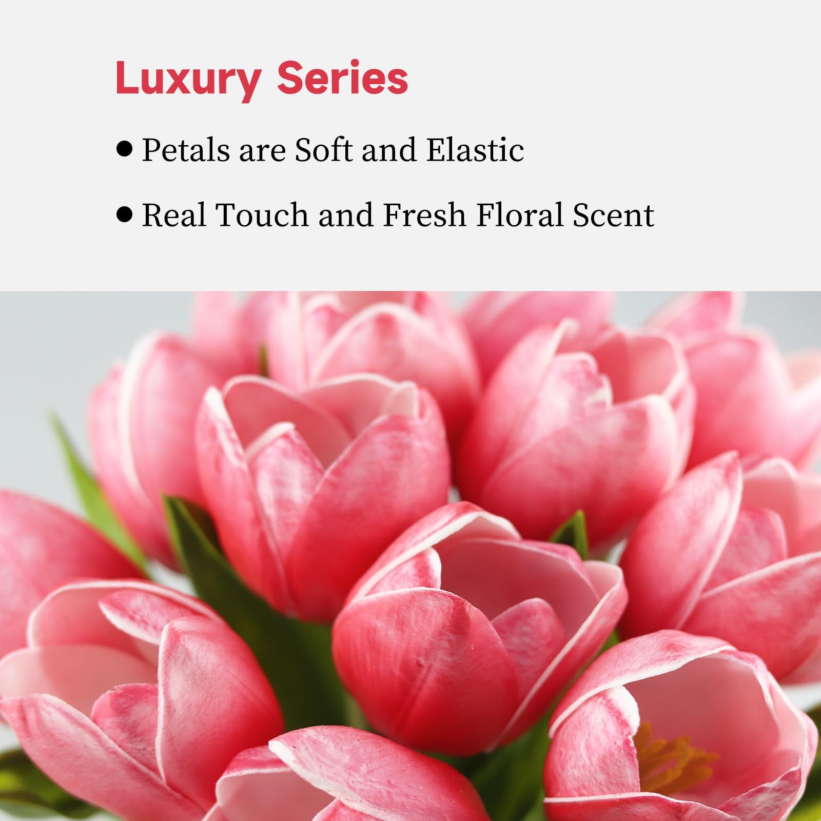 12 PCS Artificial Tulip Bulk Large Size Hot Pink Real Touch Wedding