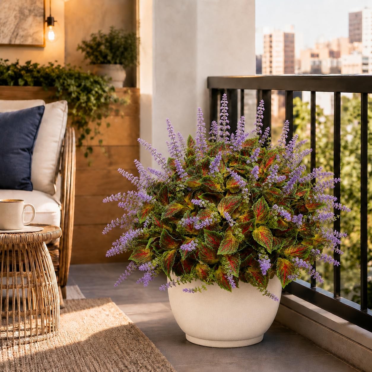 Artificial Coleus Flowers for Outdoor Planters, Realistic Faux Coleus Plant w…